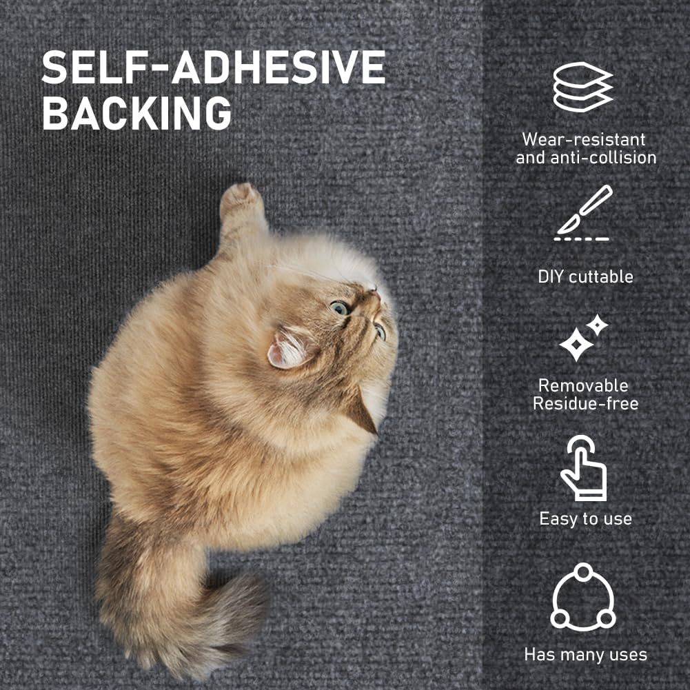 Adiwo 60 Cm X 100 Cm, Self-Adhesive Scratching Mat, Cat Scratching Mat, Scratch Protection, Sofa Cat, DIY Scratching Boards, Scratch Wall for Furniture, Scratching Carpet, Couch Protection (Dark Grey) image number 6