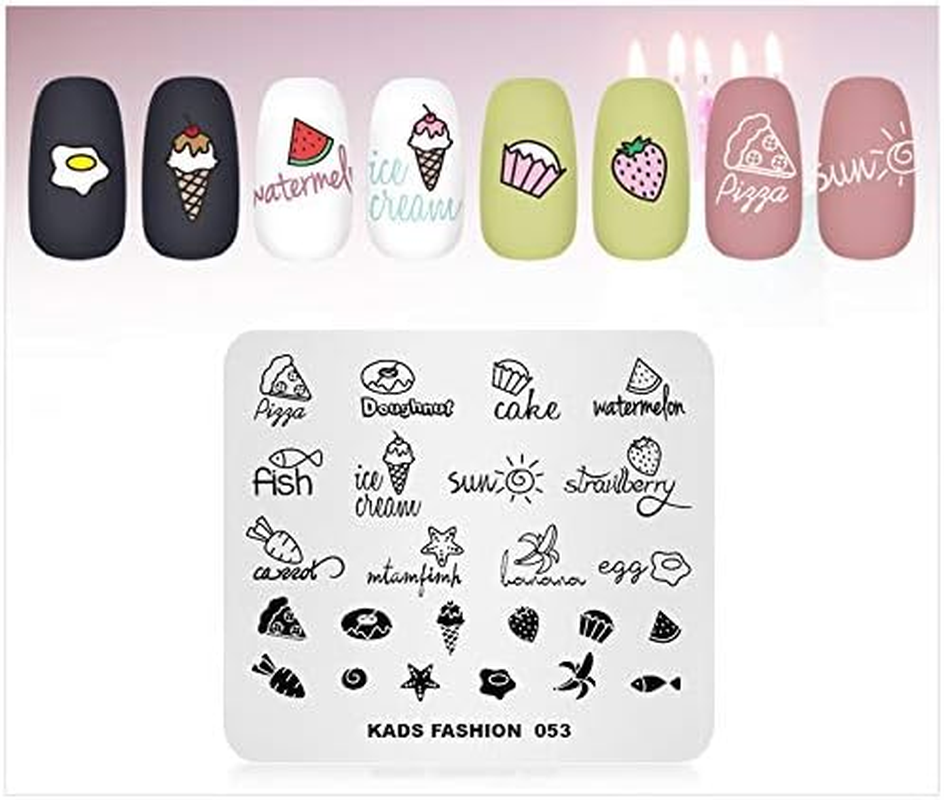 Nail Stamping Plate Fashion Food Fruit Summer Cake Fish Ice Cream Theme Multi-Pattern Stamp Print Image Stamp Template Nail Art for Nail Design image number 2