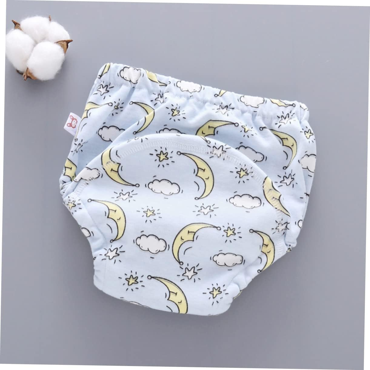 JOINPAYA 4 Pcs Training Pants Nappy Pants Washable Diapers for 12-18 Kg Toddler Breathable Learning Undies 6 Layers of Gauze Size L Moon Pattern image number 3