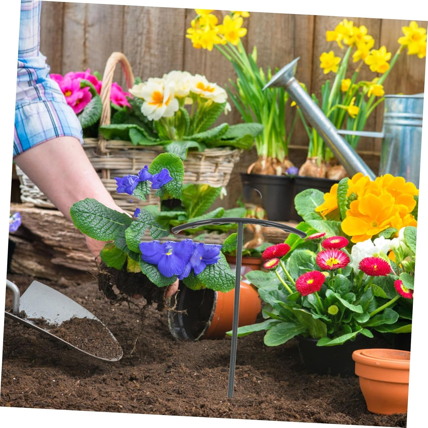 FONDOTIN Deep Green Plant Support Stakes for Garden Bed Monstera Plant Support Plastic Flower Stakes Clips Versatile Flower for Outdoor Gardening image number 4