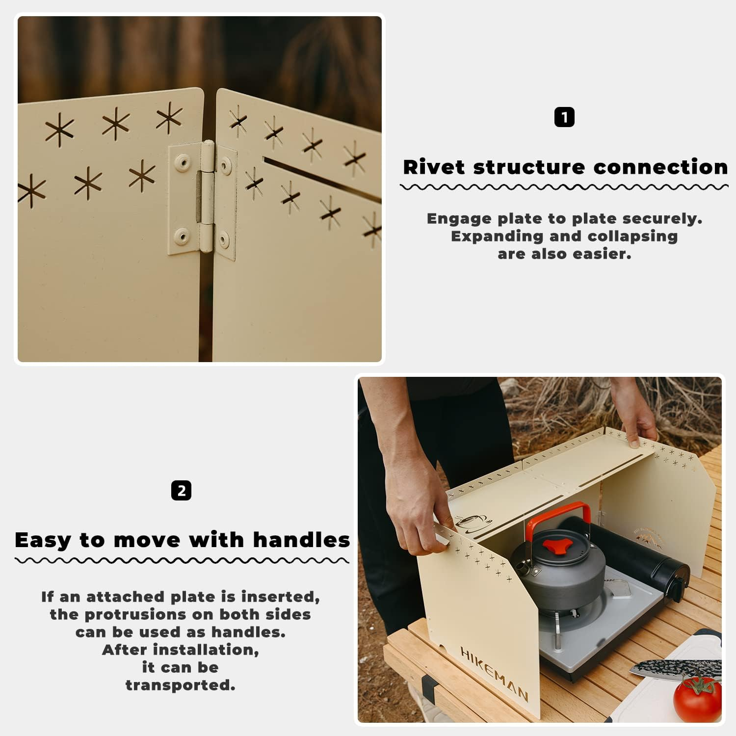 HIKEAMN Gas Stove Windshield - Folding Camping Stove Windshield Cooker Windscreen with a Storage Bag for Camping,Hiking,Picnic,Cooking（Black） - Black image number 2