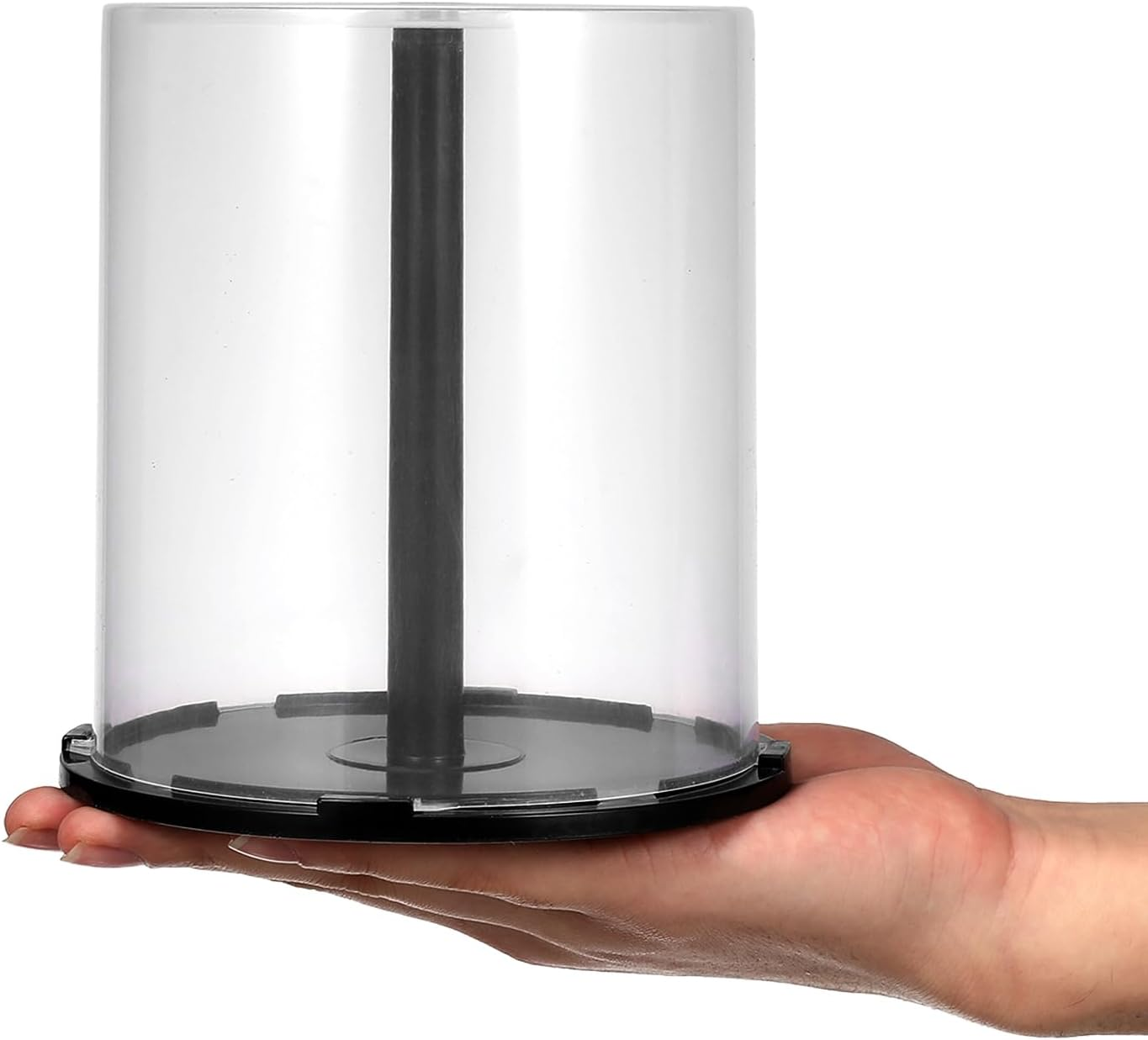 ABOOFAN CD/DVD Cake Box Spindle,6Pcs Empty CD DVD Cake Box 100-Disc CD/DVD Storage Bucket Clear Storage Box Container with Black Base for Bookshelf Desktop image number 3