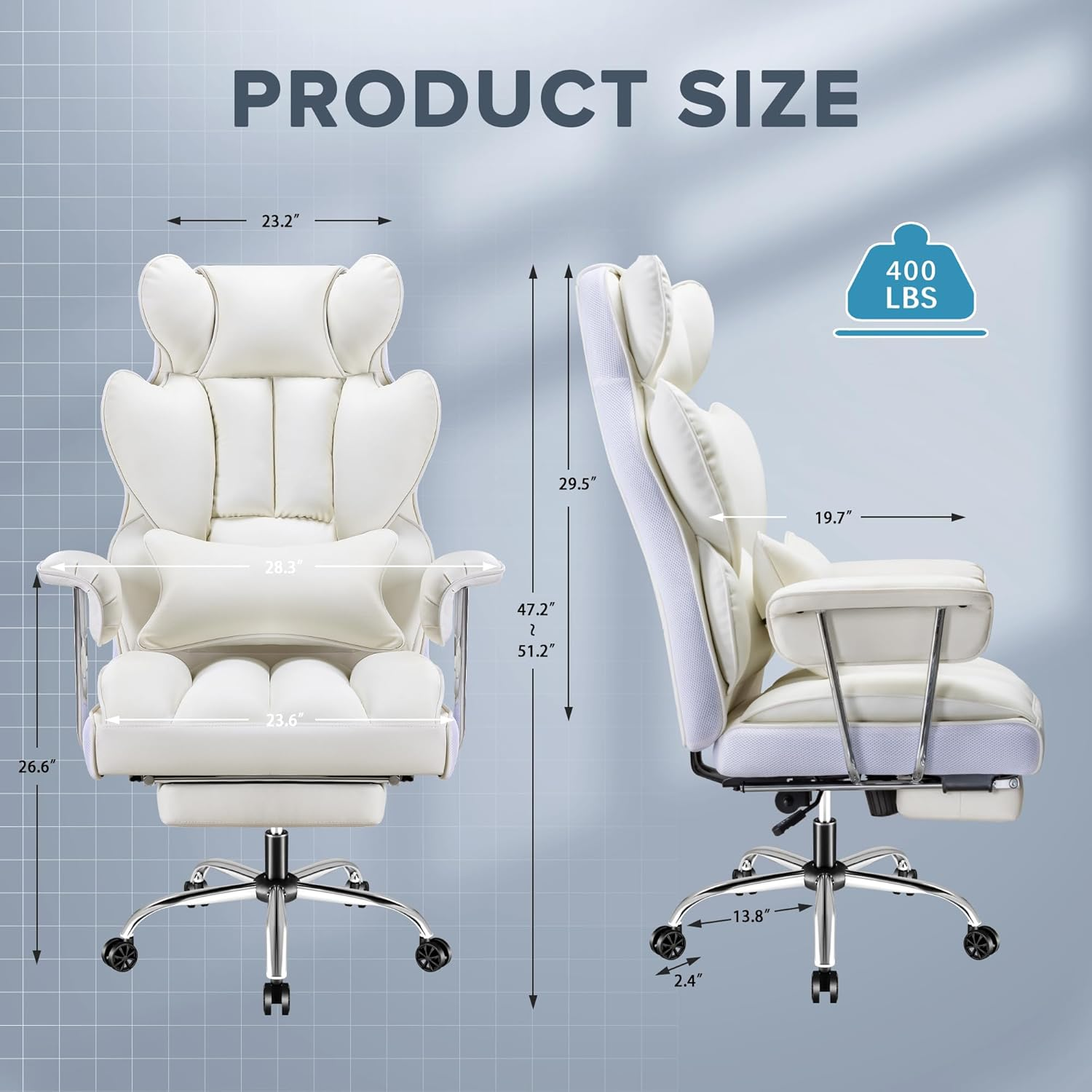 Furmax Big and Tall Office Chair, High Back Leather Gaming Chair with Footrest, Reclining Ergonomic Executive Chair with Lumbar Support for Heavy People 181Kg Home Office Desk Chairs - Black image number 2