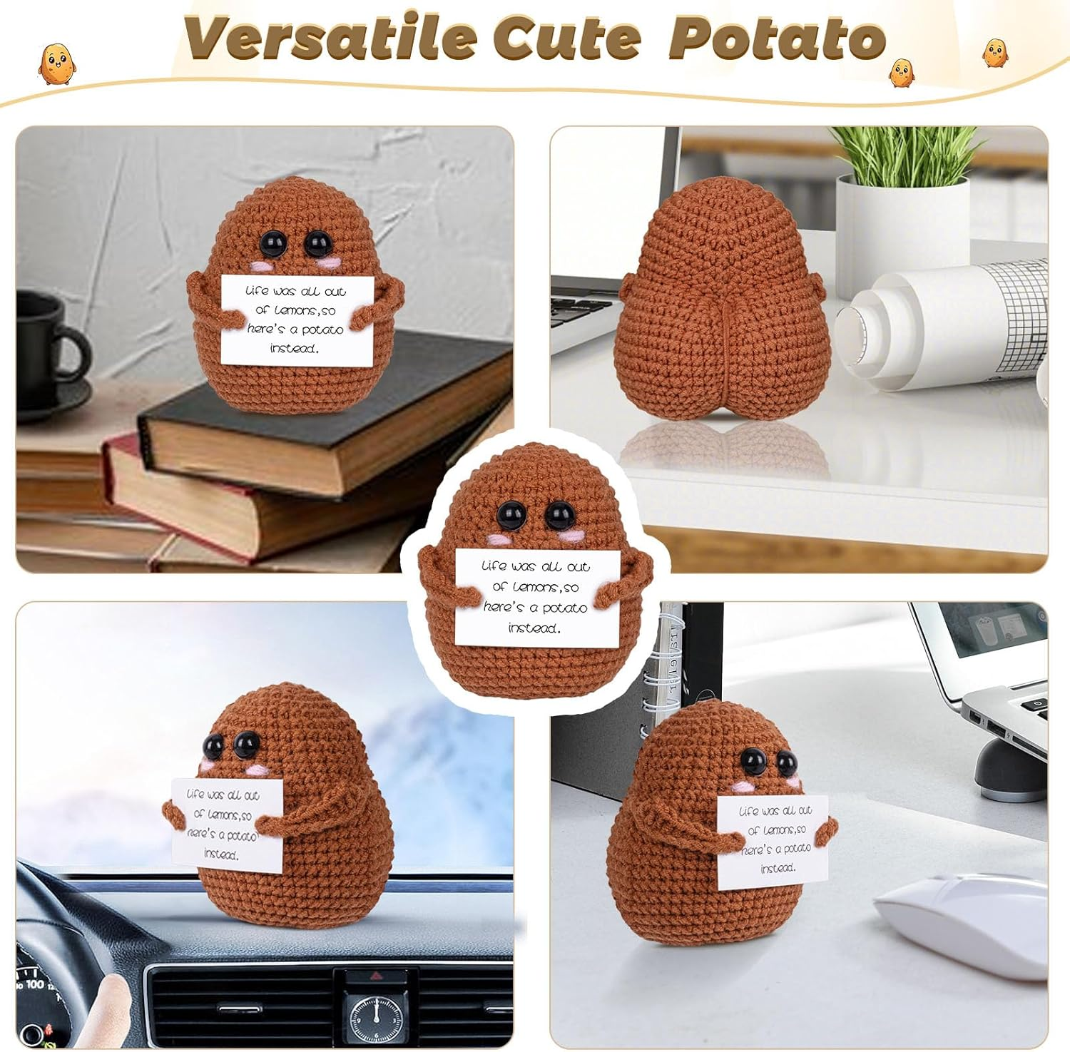 Funny Positive Emotional Support Potato Mini Crochet Potato with Positive Affirmations Cards for Inspirational Novelty Gifts and Party Decorations - Positive Frogs image number 5
