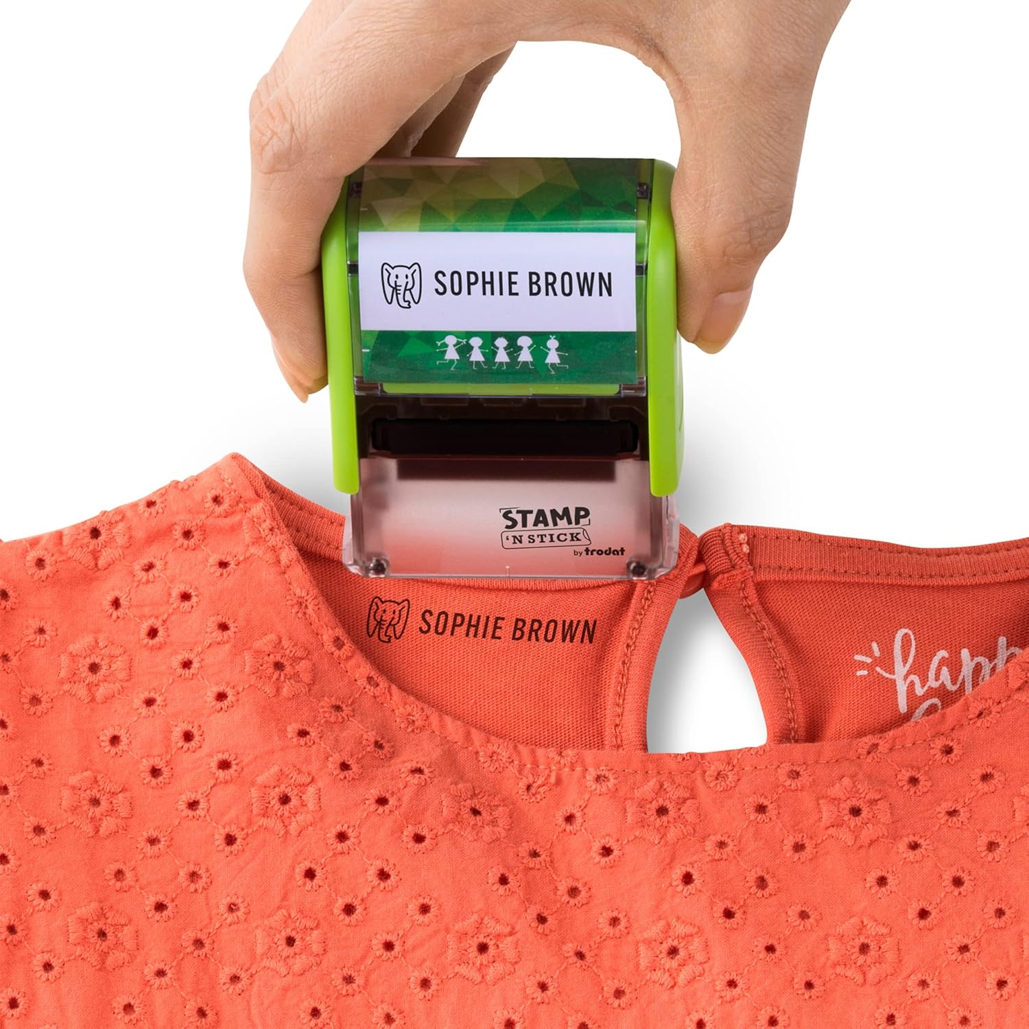 Trodat'S Stamp 'N Stick - Typo DIY Rubber Stamp - Create Your Own Custom Textile Stamp - Dermatologically Tested - Ideal for Marking Kids Clothing and Belongings with Their Name and Fun Icons image number 4