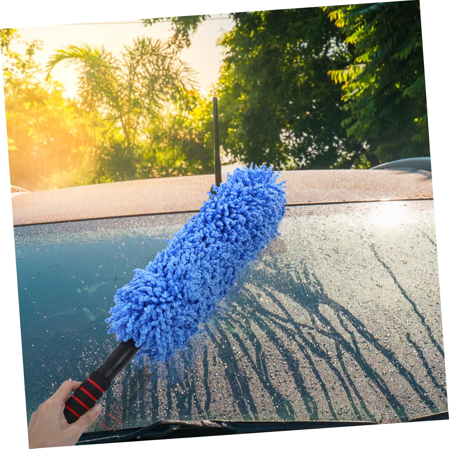 AKOOSY Car Duster Brush Microfiber Soft round Head for Interior and Exterior Dust Cleaning Blue, Automotive Dust Duster for Car Dash and Surface Cleaning image number 5