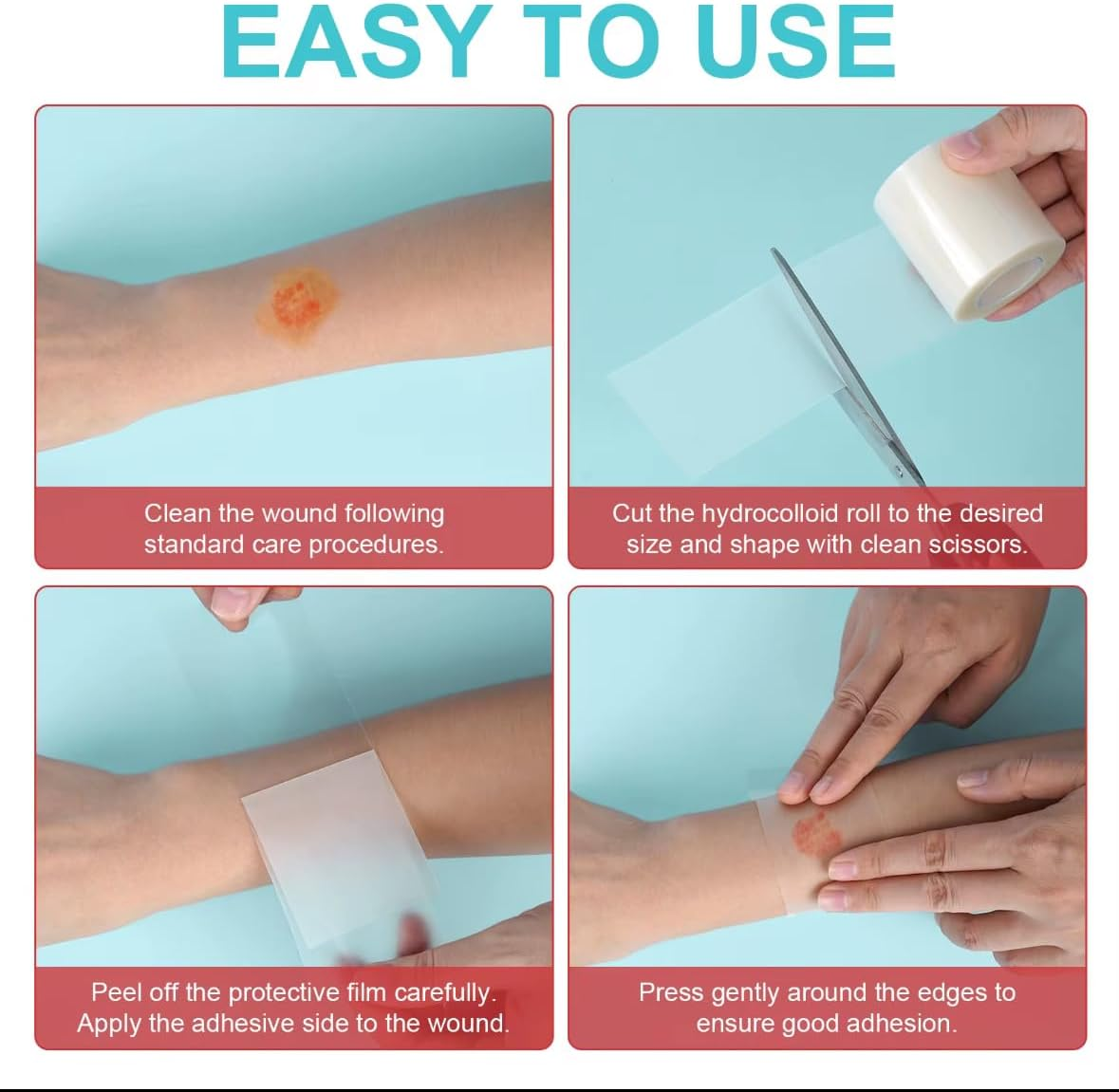 Hydrocolloid Dressing Roll 2In &times; 11.8Ft (5Cm &times; 3.6M) &ndash; Self-Adhesive Waterproof Film &ndash; Medical-Grade, Flexible & Cut-To-Size Dressing Tape for Blisters, Acne, Cuts & Daily Skin Protection &ndash; One Roll by MAYN