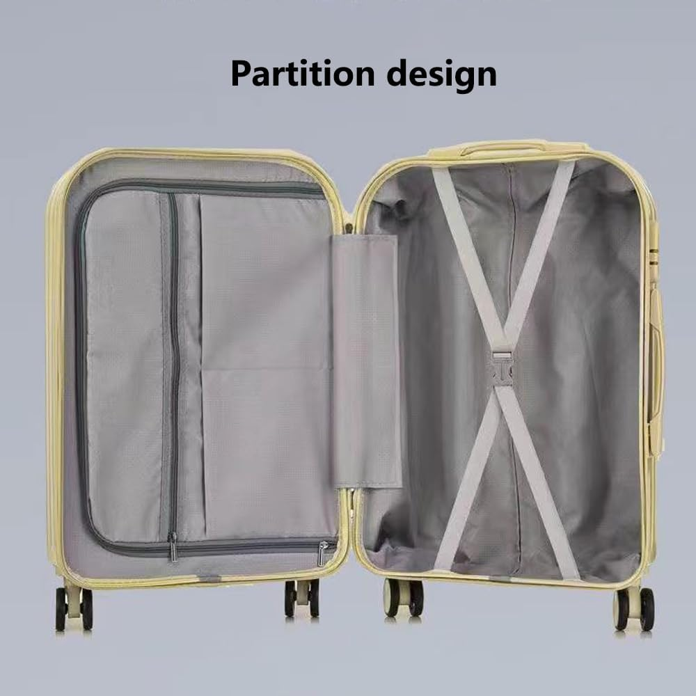 Hbluefat Carry on Luggage with Cup Holder and USB Charge Port,20 Inch Hardshell Suitcase with Spinner Wheels for Travel,Business,School (White) image number 4