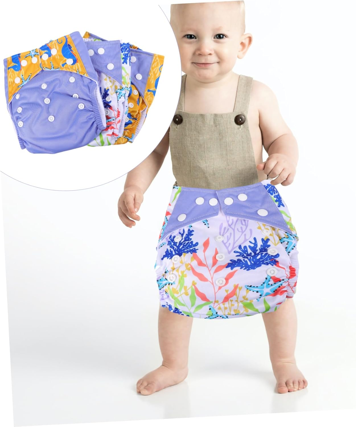 Ibasenice 3Pcs Mum Mum Digital Printed Cloth Diapers Washable Pocket Diaper Comfortable Stylish for Boys Girls image number 1