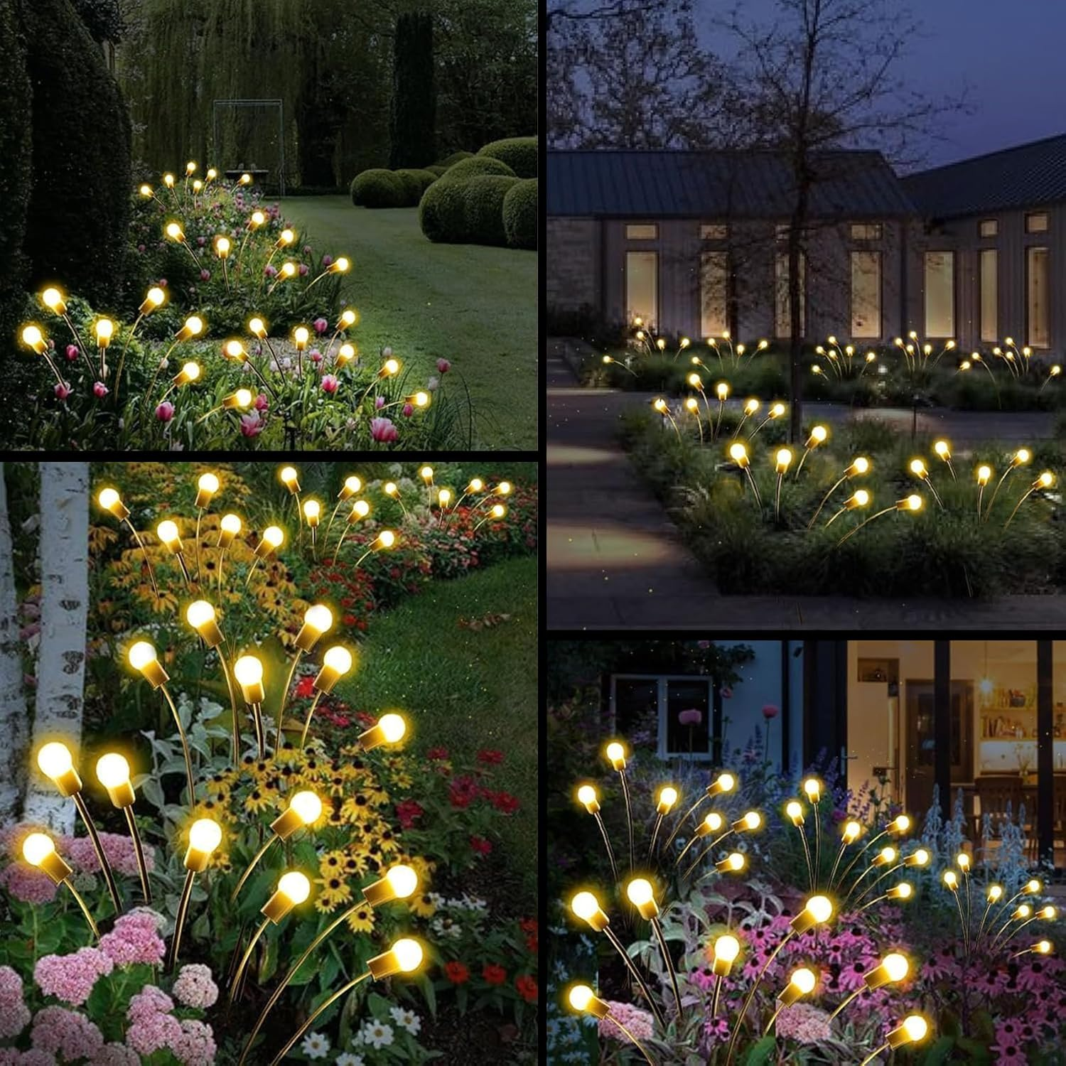 Solar Powered Firefly Lights, 8 Pack 6 LED Solar Garden Lights, Waterproof Solar Swaying Fairy Lights Bulbs, Christmas Lights Decorative for Yard Landscape Garden Patio & Outdoor Decor, Warm Light image number 3