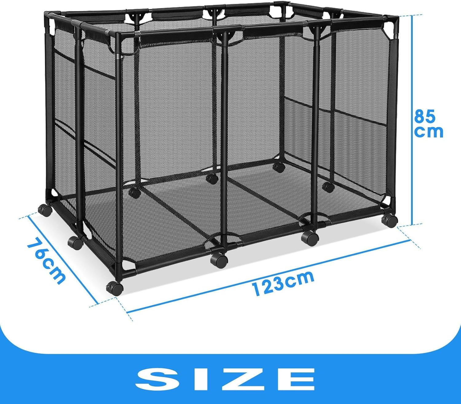 GENKI Pool Storage Bin Cart Poolside Toys Box Floats Noodles Container Organizer Outdoor Portable Rolling Wheels Mesh Basket Swimming Equipment Balls Holder image number 3