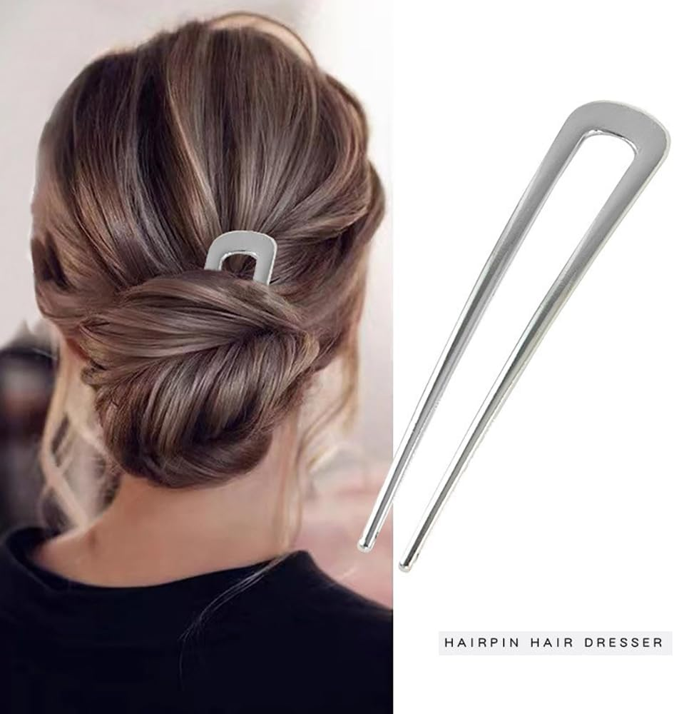 8 Pcs U-Shaped Hairpins for Buns & French Twist, Alloy Metal Hair Forks for Women, Secure Hold Hair Accessories for Thick/Thin Hair image number 6