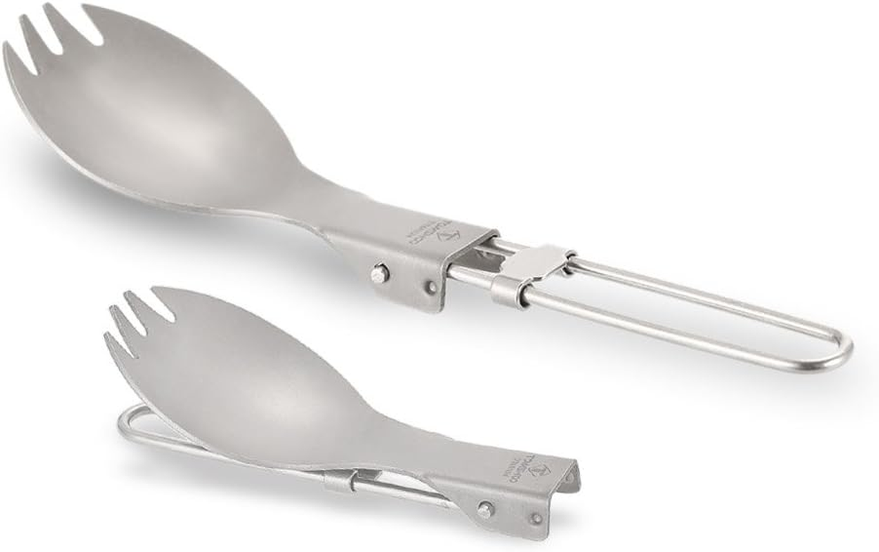 Titanium Folding Spork Outdoor Camping Hiking Backpacking Dinner Spork U Il Tableware BBZY image number 2