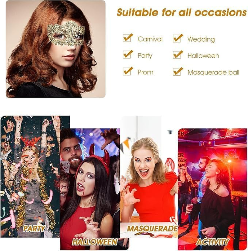 3 Pcs Adult Masquerade Mask Mysterious Fun Lace Masks for Couples Women Man Lace Headpiece Disguise for Costumes image number 4