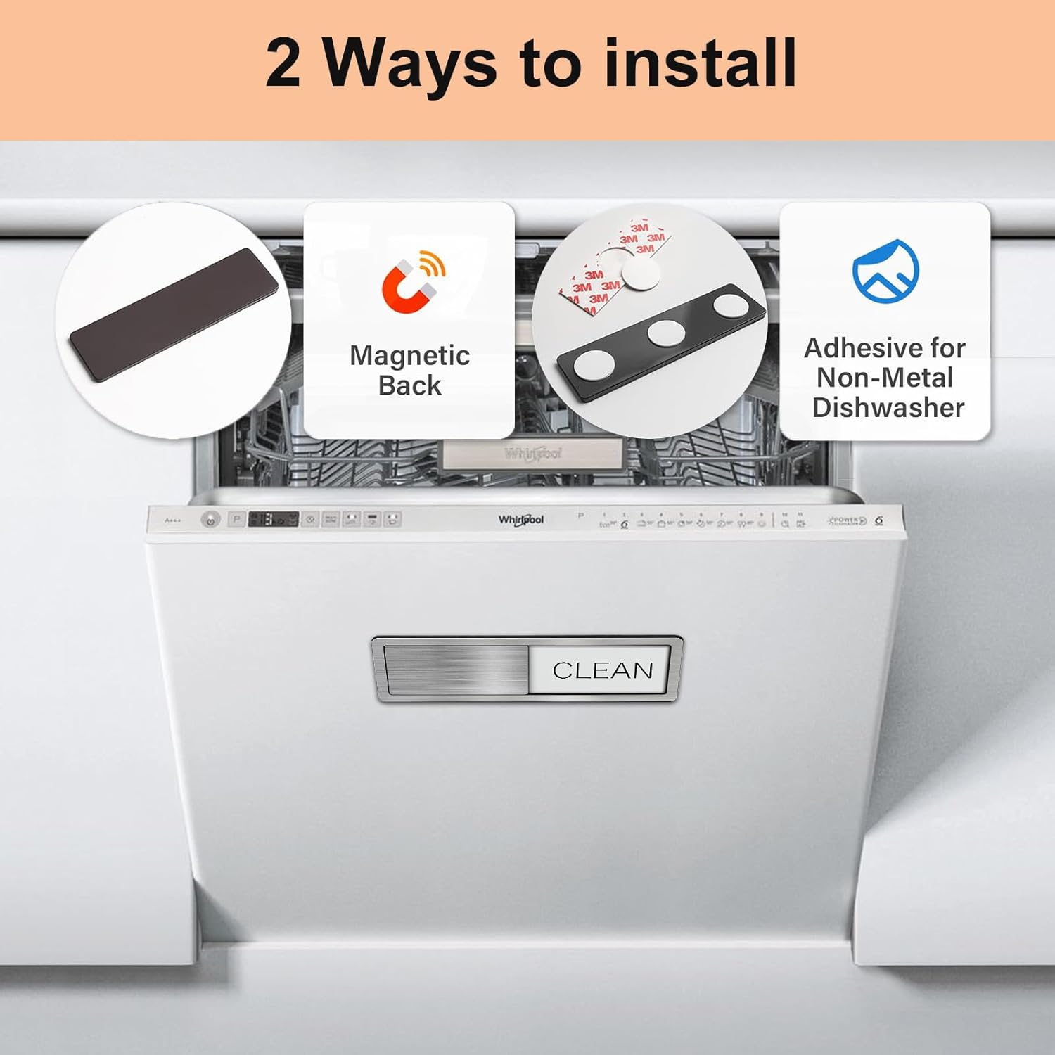 Dishwasher Magnet Clean Dirty Sign Non-Scratching Strong Magnet or Adhesive Options Indicator Tells Whether Dishes Are Clean or Dirty image number 3
