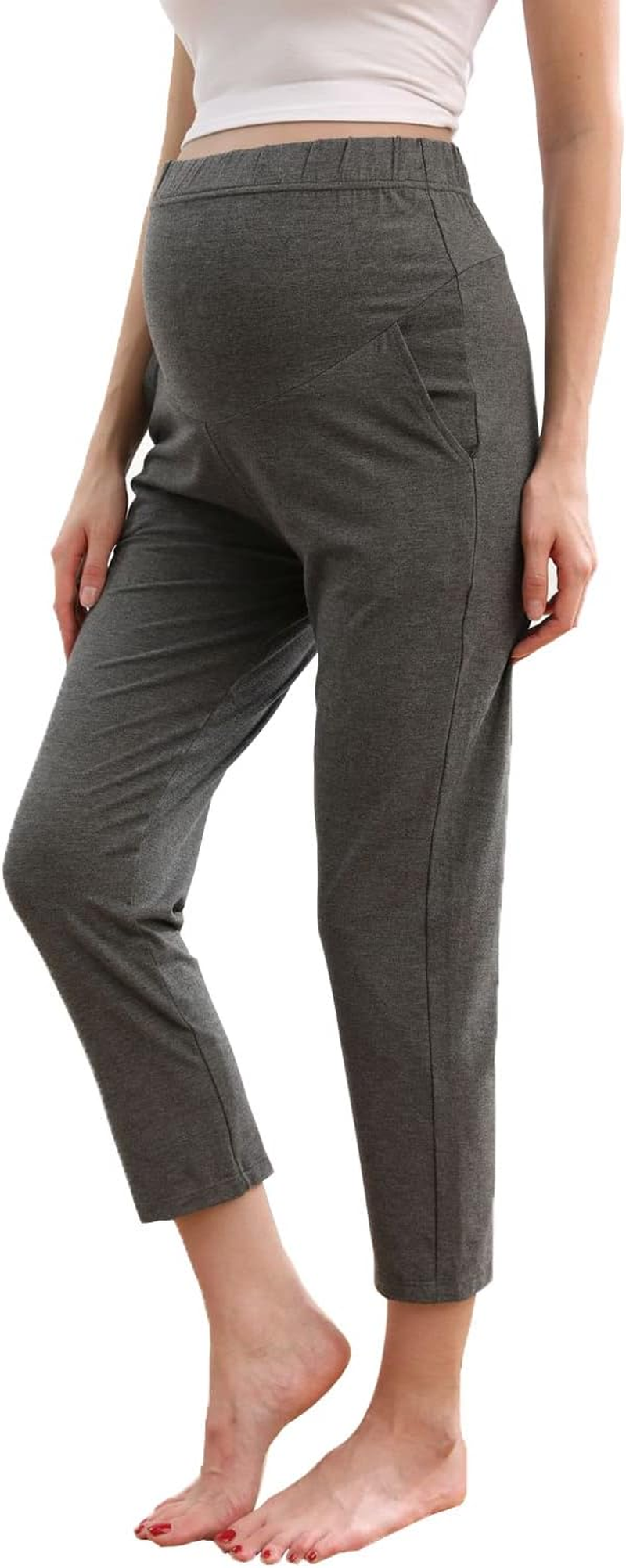 Maternity Lounge Pants Pregnancy Trousers over the Belly Stretchy Activewear, Maternity Clothes Sweatpants with Pockets