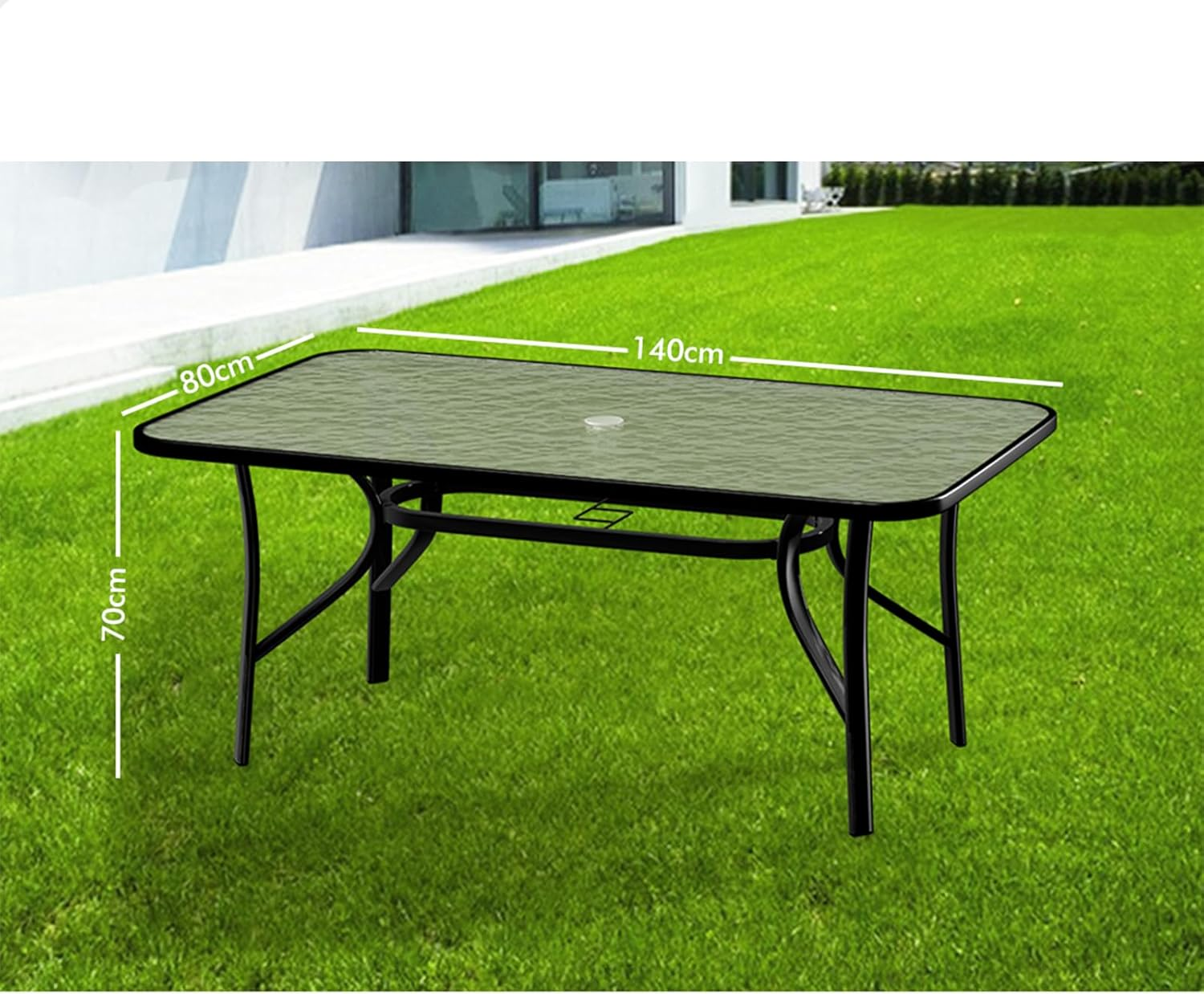 ALFORDSON Outdoor Dining Table Rectangle, Garden Patio Furniture with Patio Desk for Outdoor Chairs, Indoor Bar Table for Patio, Garden, Lawn, Balcony and Swimming Pool Side, 140 * 80 * 70Cm, Black image number 4