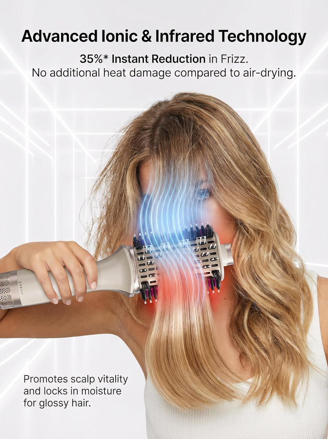 3-In-1 Heated Comb, Suitable for Both Dry and Wet Hair, Dual-Mode Design, Titanium-Coated Tourmaline Material, 4 Heat Settings, Suitable for All Hair Types, Silky Finish, AU Plug, (Champagne Gold) image number 6