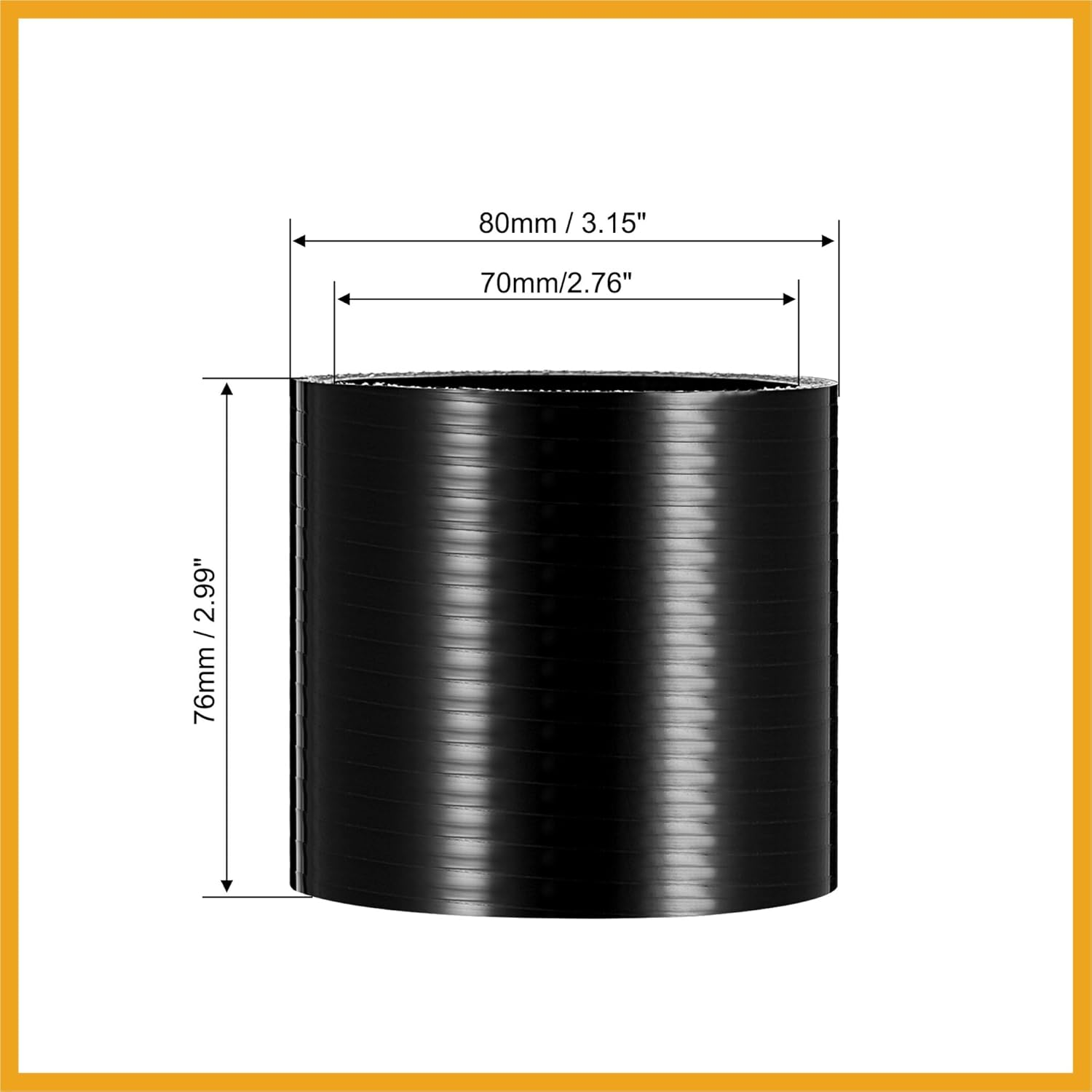 Partuto 70Mm 2.76" ID Universal Car Straight Silicone Coupler Pipe Replacement 76Mm Black image number 3