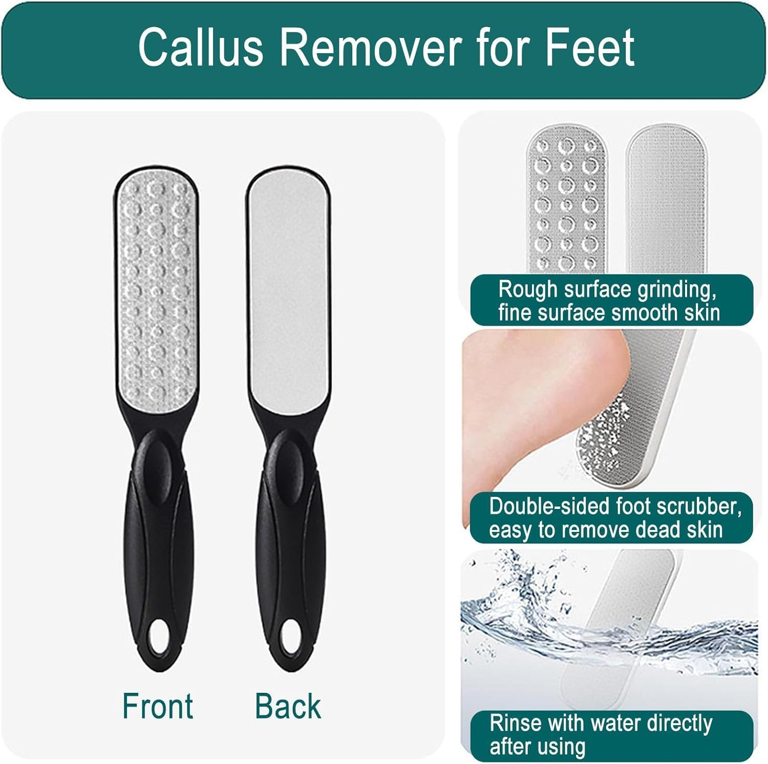 Professional Double-Sided Stainless Steel Foot File: Eliminate Calluses, Dead Skin, and Rough Feet for Smooth, Healthy Feet