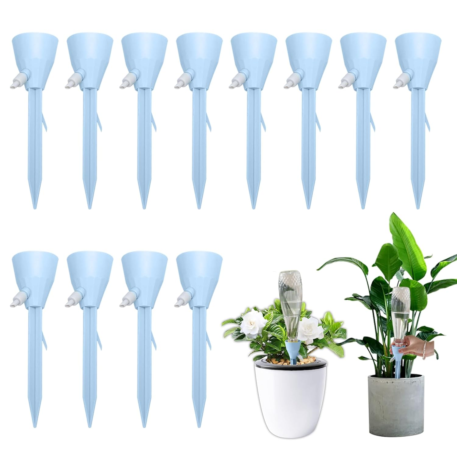 12 Pack Self Watering Spikes for Plants Adjustable Drip Irrigation System with Control Valve,Automatic Plant Watering Devices for Indoor Outdoor Potted Plants,Vegetables & Flowers,Blue image number 3