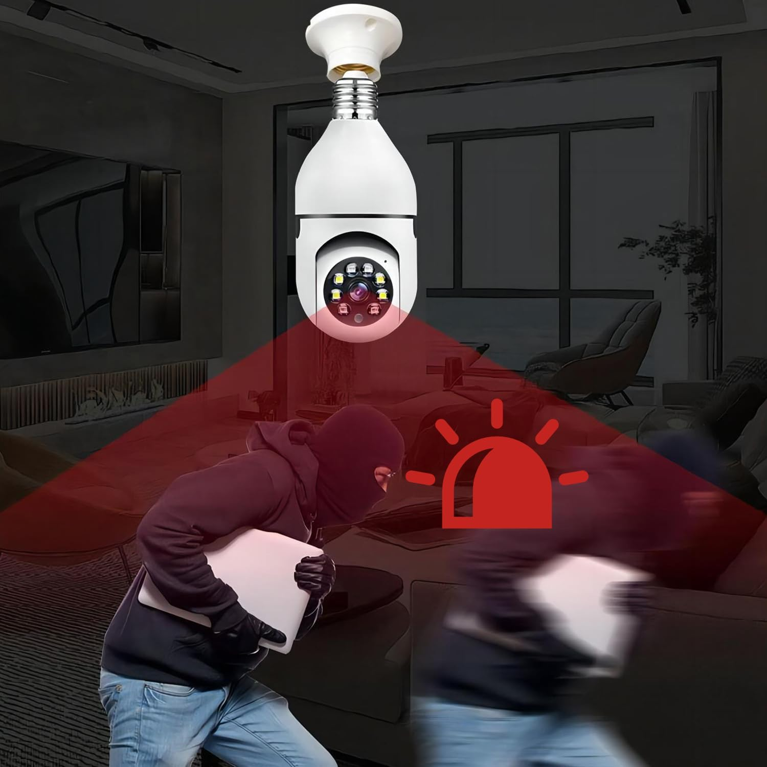 Mengshen 3MP Bulb Security Camera, Wifi Wireless 2.4Ghz 360&deg; Degree with Motion Detection, APP Alert Suitable for Indoor Use image number 1