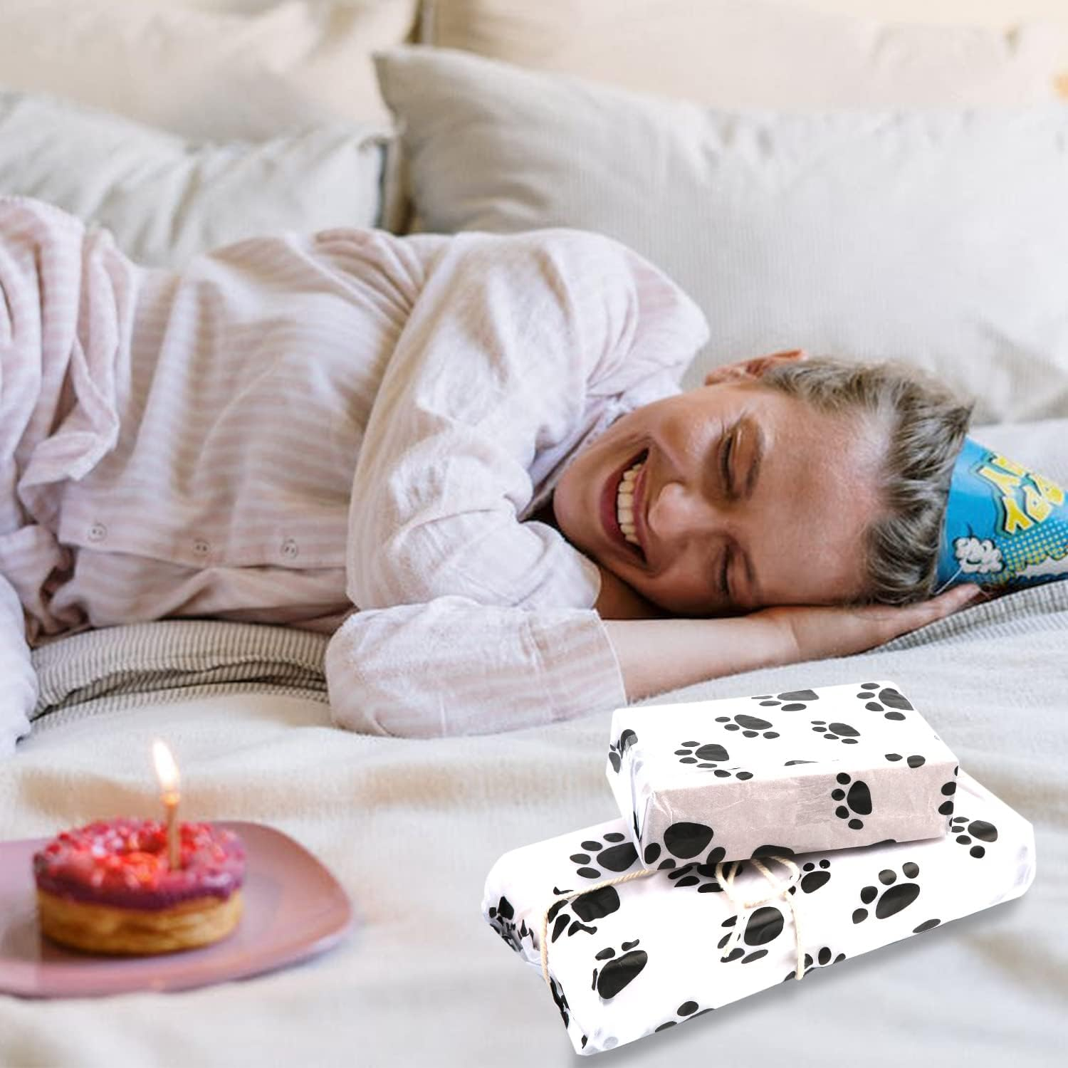 30Pcs Tissue Paper Sheets, 20X14In Dog Paw Tissue Paper Cute Tissue Paper Bulk for Packaging Christmas Wedding Birthday Party DIY Crafts Arts (White Background)