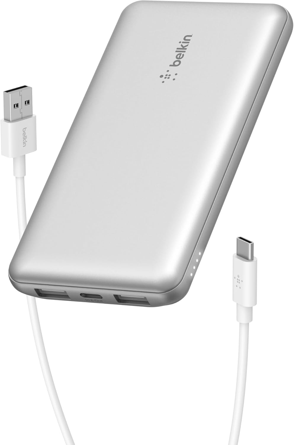 Belkin Boostcharge USB-C Portable Charger 10000Mah Power Bank, 1 USB-C Port and 2 USB-A Ports & Included USB-C to USB-A Cable for Iphone 16/15/14/13 Series, Samsung S24 & More -Silver image number 3