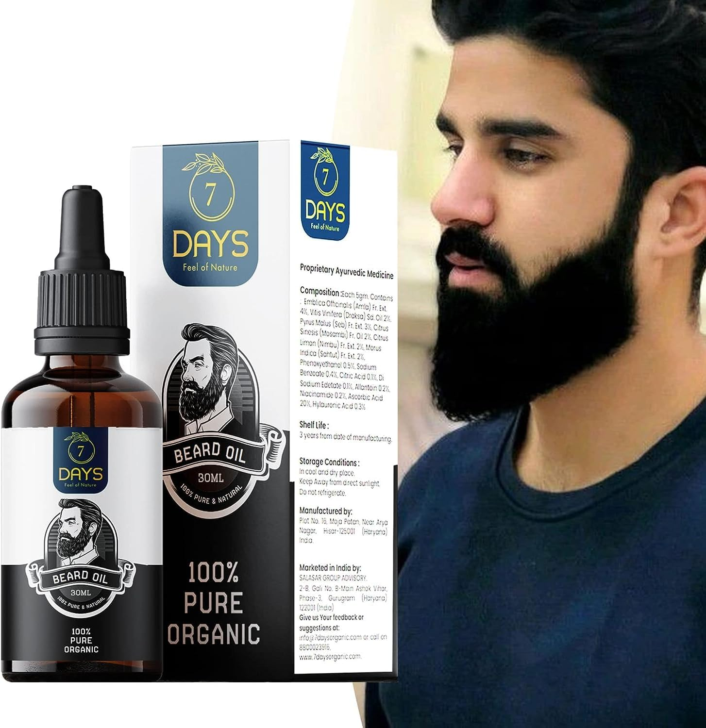 Green Velly 7 Days Beard Growth Oil - 30Ml-More Beard Growth | Beard Oil for Men | Beard and Moustache Growth Oil | Beard Oil for Growing Beard Faster