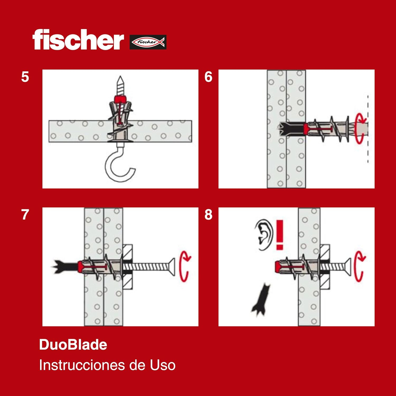 Fischer Duoblade LD, Innovative Self-Drilling Plasterboard Plug, Strong Plug for Fast and Easy Installation in Gypsum Plasterboard and Fibre Board, with Metal Tip, 40 Plugs image number 5