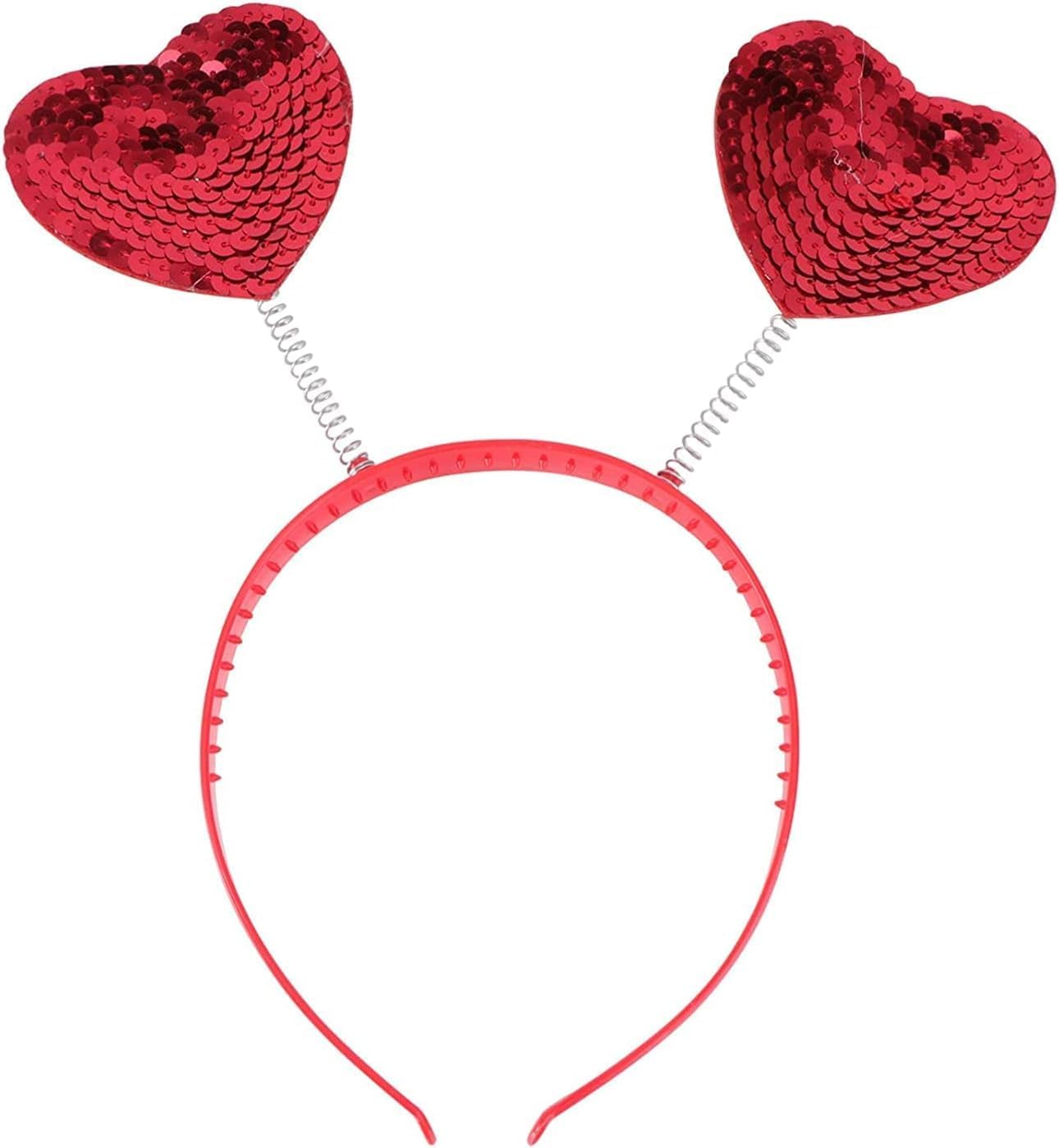 Love Heart Shaped Sequin Headband Valentine'S Day Hair Hoop Hair Loop Hair Clasp Hair Band Hair Accessories Dress Accessories (Red Love, One Size) image number 3