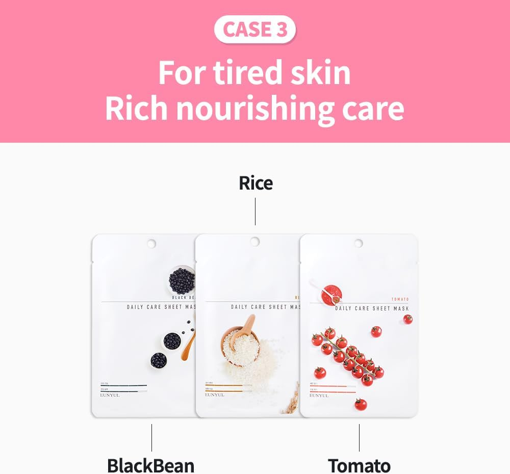 [Pack of 12] EUNYUL Daily Care Facial Sheet Mask Pack (12 Types) Vegan Cosmetics Korean Skincare Hydrating & Nourishing & Natural Ingredients for All Skin Types image number 1