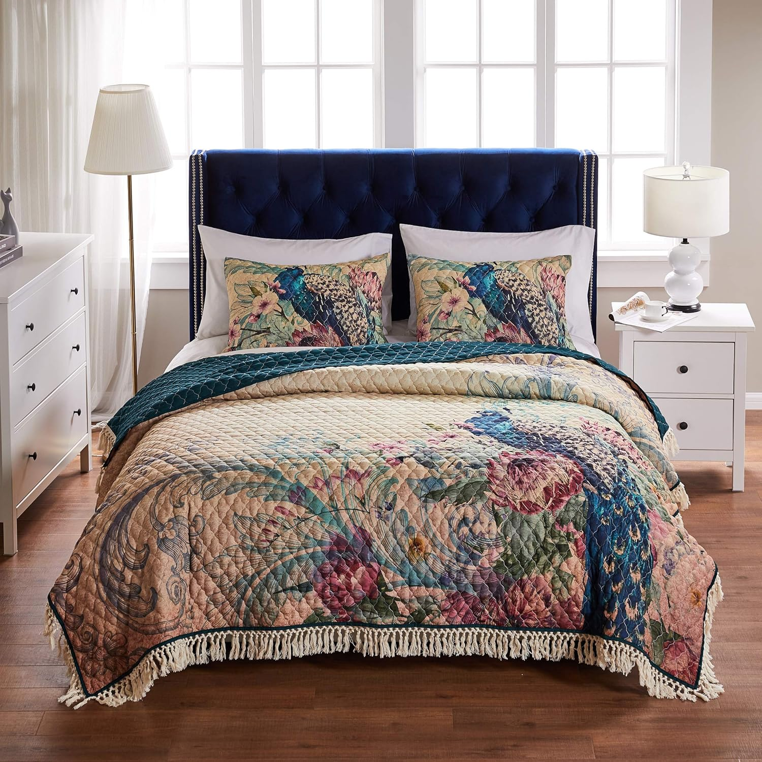 Barefoot Bungalow Eden Peacock Quilt Set, 2-Piece Twin/Twin XL, Ecru image number 6