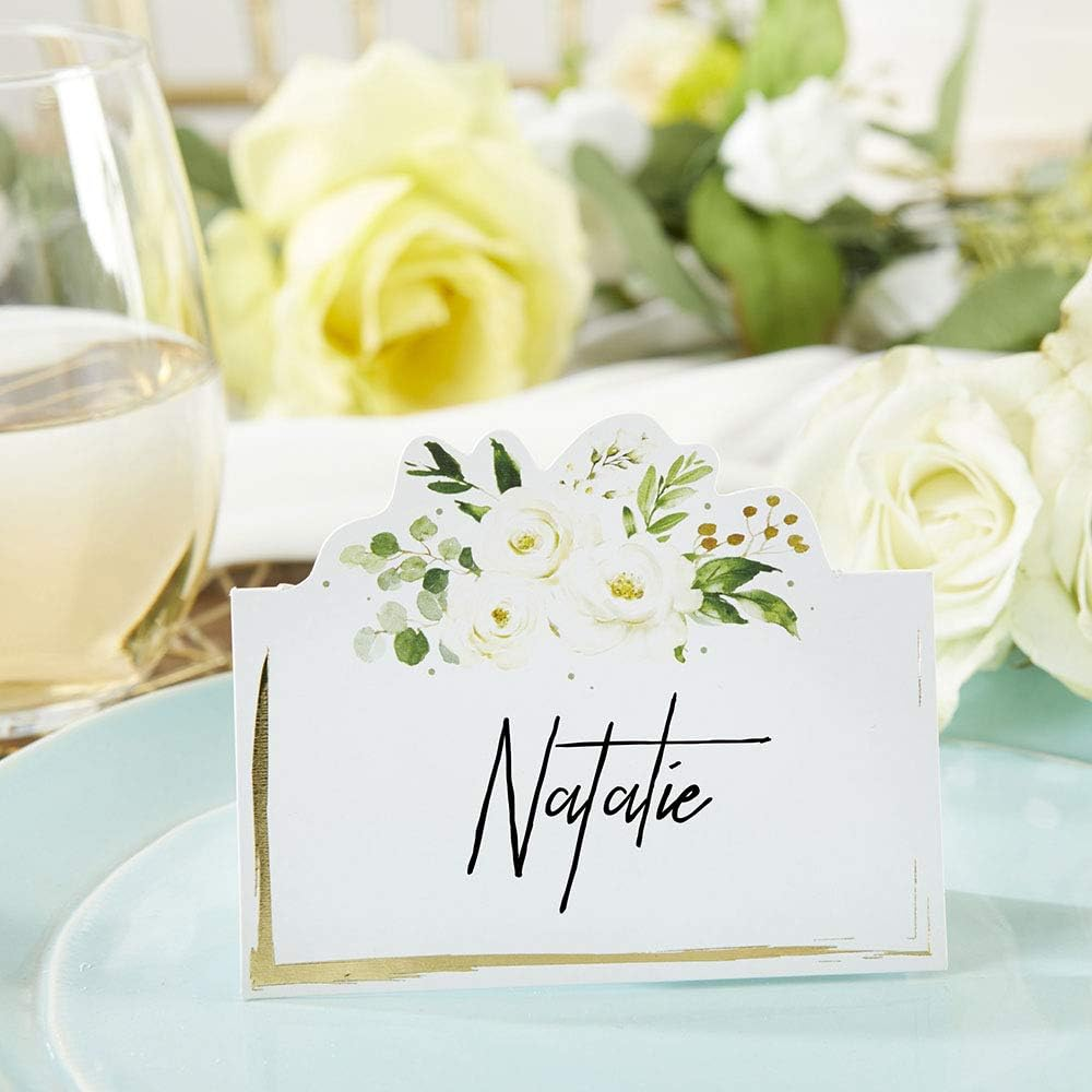 Kate Aspen Sage Green Party Decorations, Eucalyptus Floral Tent Place Cards (Set of 50) - Perfect for Greenery Baby Shower & Bridal Showers image number 3
