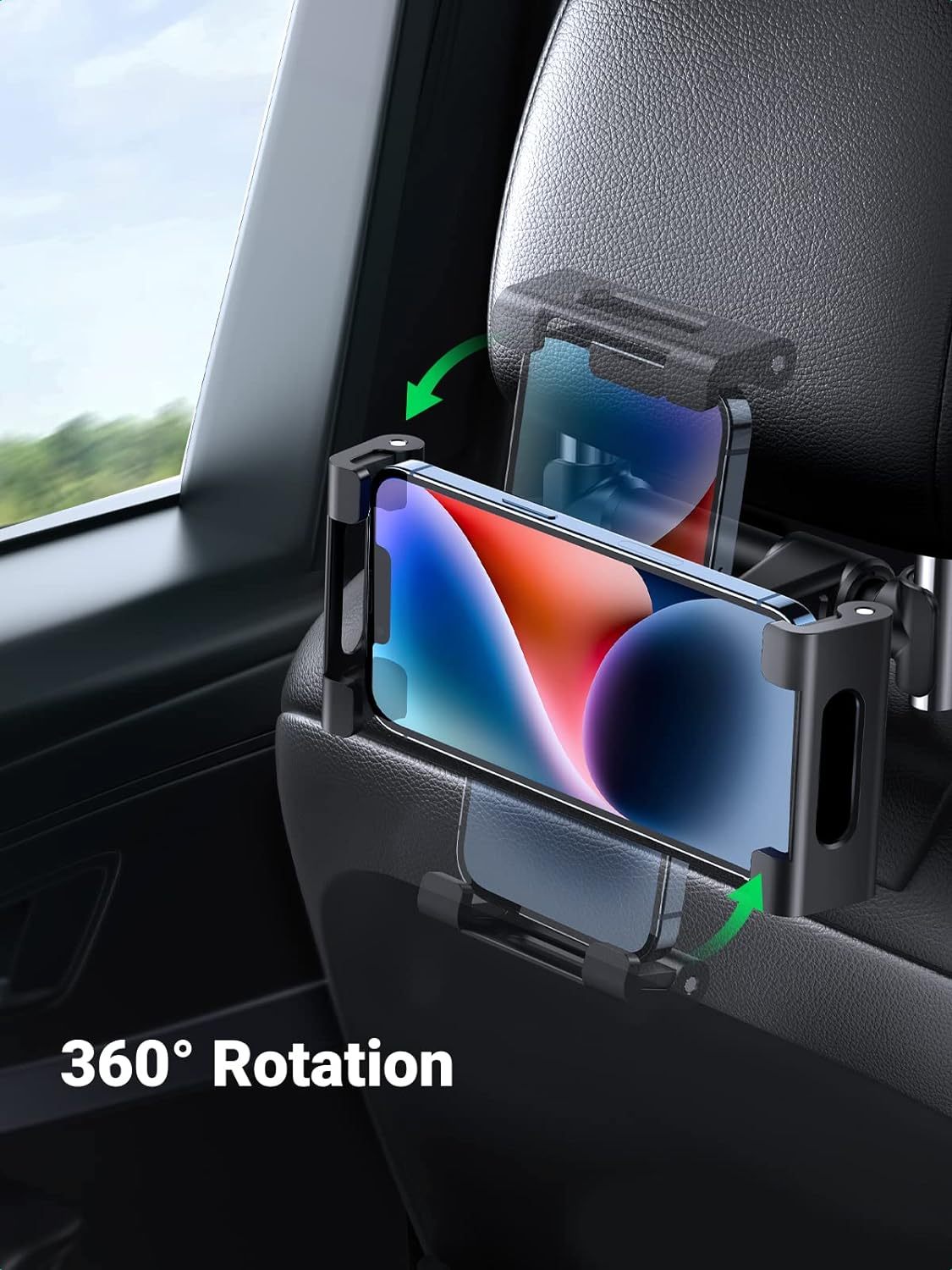 UGREEN Car Headrest Mount Back Seat Tablet Phone Holder Rear Bracket Cradle for Iphone 17 Pro Max, Ipad Mini Pro Air, Galaxy Tab, and More 4.7-12.9'' Devices