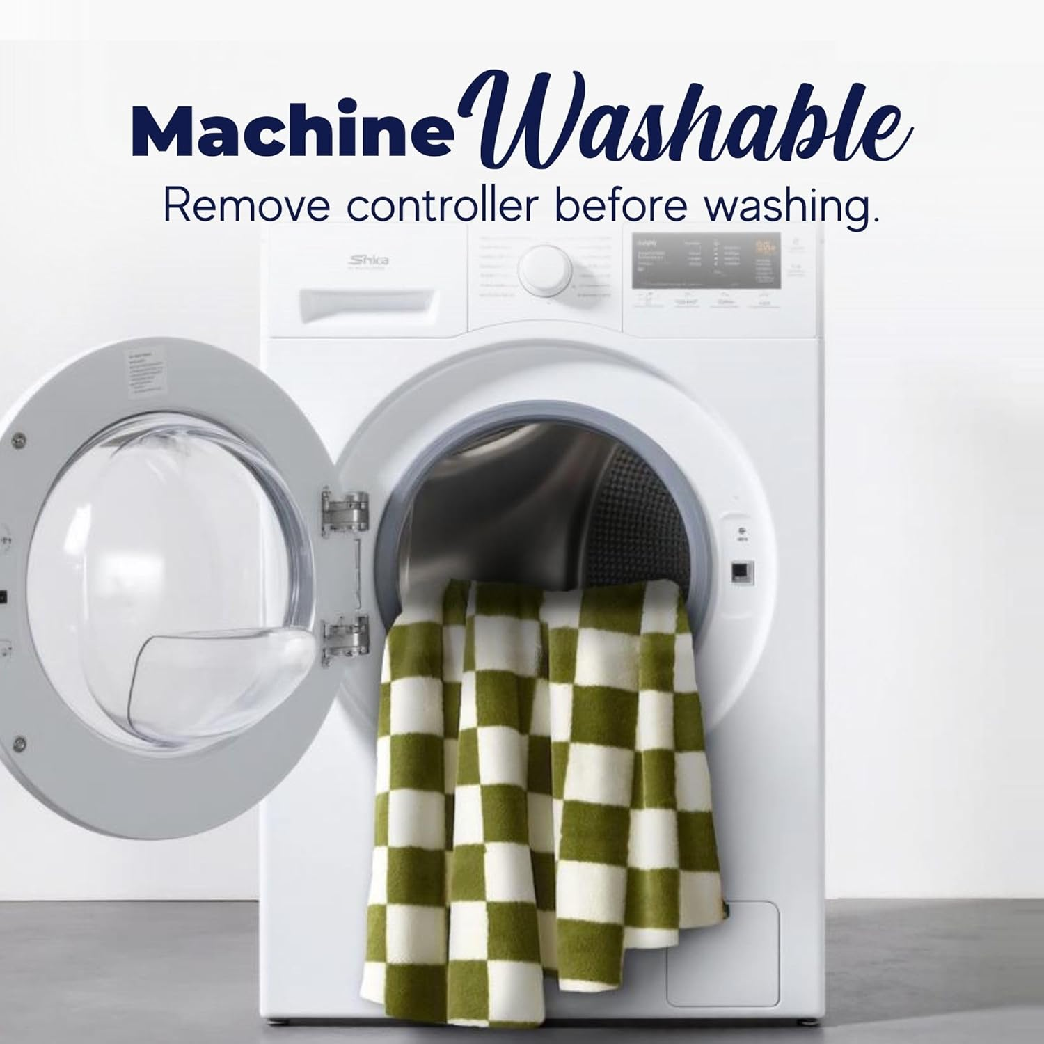 Dreamaker Checkered Plush Fleece Electric Heated Throw Blanket 200X180Cm Warm Sherpa Fleece Reversible Rug Energy Efficient Overheat Protection 9 Heat Setting Extra Long Cord Controller- Olive & Cream image number 5