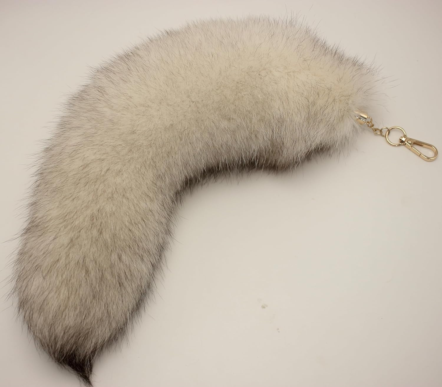 Huge Fluffy White Gray Fox Tail Fur Cosplay Toy Hook Handbag Accessery image number 3