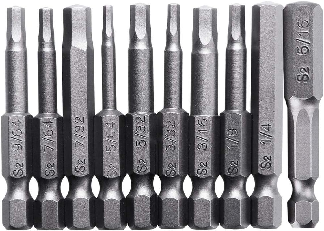 Yakamoz 10Pcs SAE Imperial 5/64-5/16 Inch Hex Head Magentic Screwdriver Bit Set Allen Wrench Drill Bits Tool with 1/4" Hex Shank - 2 Inch Length image number 3