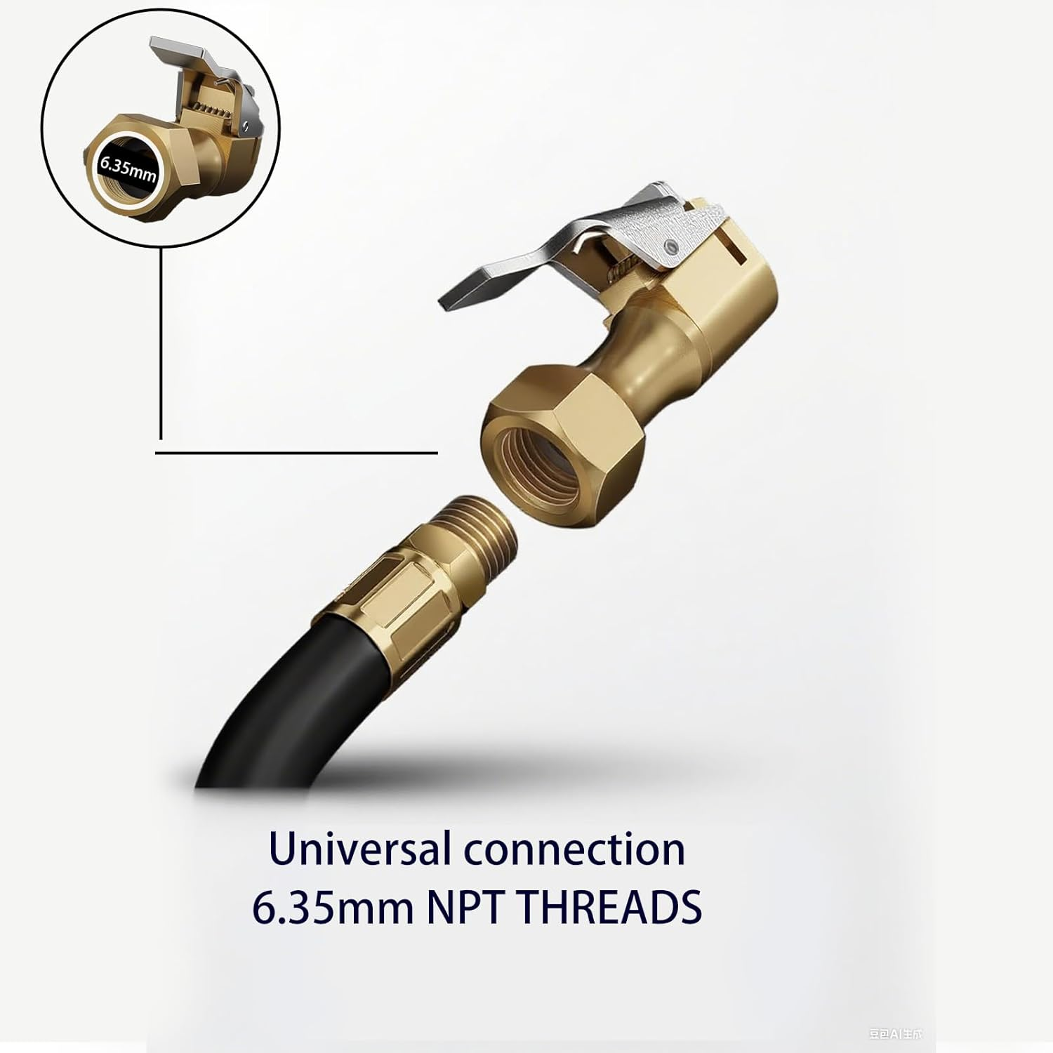 2 Pack Air Chuck, Heavy Duty Closed Flow Lock on Tire Chuck, Premium Brass Air Chucks for Tires with Clip Adapter, 1/4" FNPT Tire Air Chuck for Inflators/Gauges/Compressors image number 5