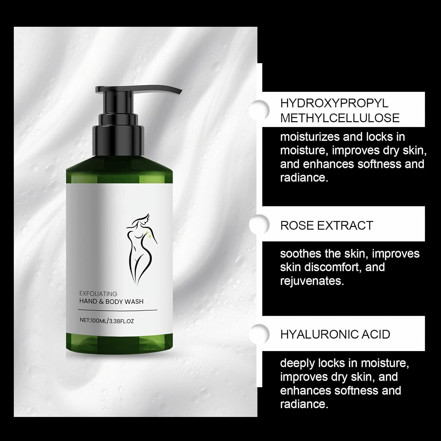 Gentle Exfoliating Body Wash with Cocamidopropyl Betaine and Hydroxypropyl Methylcellulose. Helps Improve Dry Skin, Maintain Moisture, Gently Remove Dead Skin Cells, and Restore Vitality. (4Pcs) - 4Pcs image number 5