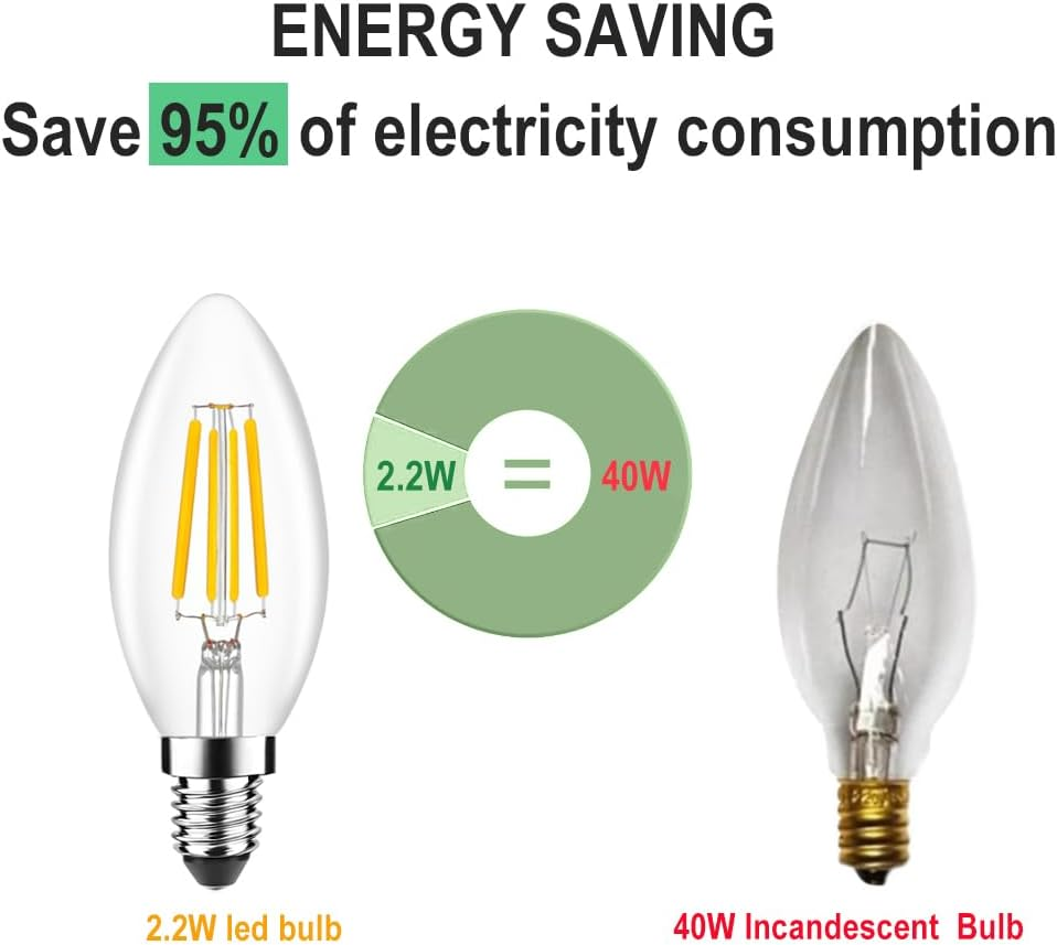 Ziefgn Pack of 4 Classic LED Bulbs E14 40 W Equivalent to 40 W Forme Bougie Blanc Caldo Lighting 2700K, AC 220-240V image number 3
