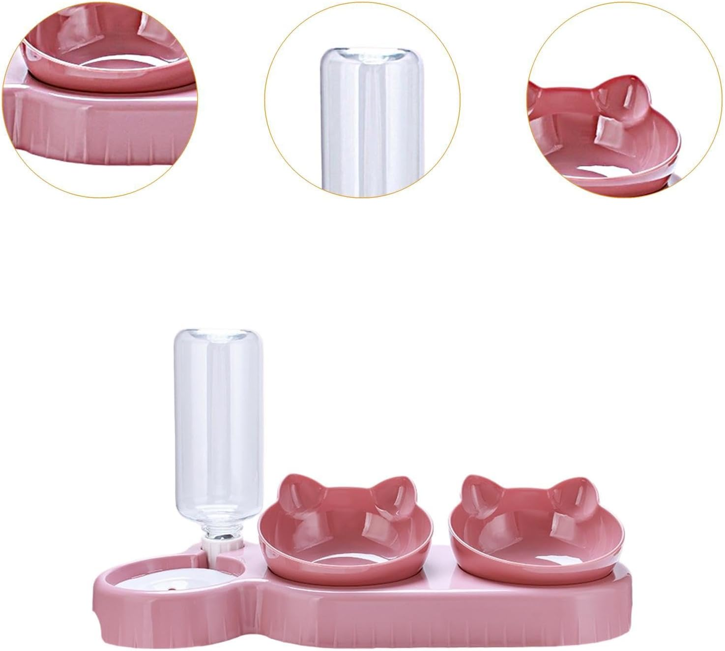 Stgfyxgs Non-Slip Triple Bowls for Cats and Small, Medium and Large Dogs, Pink Red image number 3