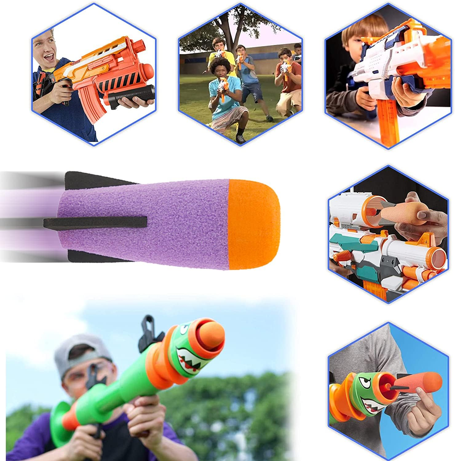 EKIND Mega Missile Refill for Toy Rocket Launcher, Foam Ammo Compatible for Nerf N-Strike Elite Series image number 2
