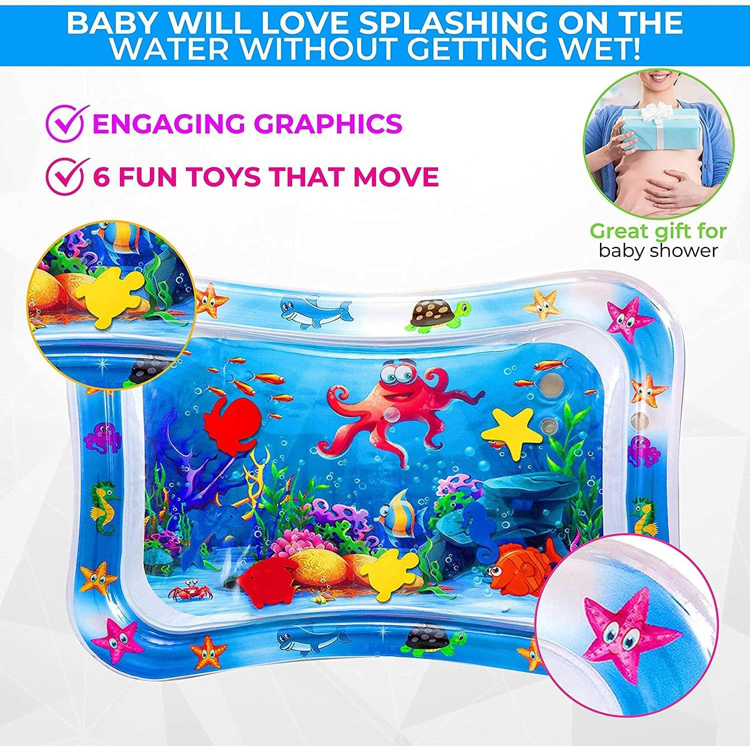 Water Play Mat, Baby Toys and Toddler Entertainment Activity Game Center, Used for the Growth of the Brain of Boys and Girls, Suitable for 3-12 Months of Bpa-Free Baby Toys image number 1