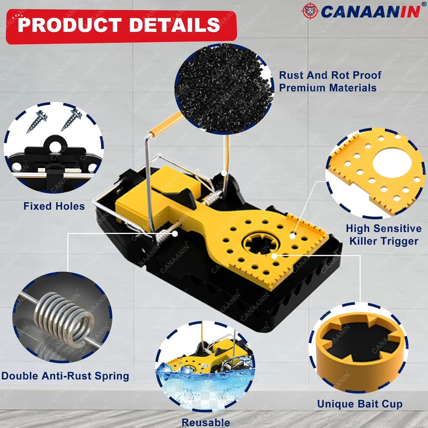 Rat Trap Mouse Trap That Work Multi Heavy-Duty Reusable Indoor-Outdoor Snap Trap Quick Effective Sanitary Safe, Pest Control for Rodent Mouse Mice (Upgrade Lage 6Pack) image number 2