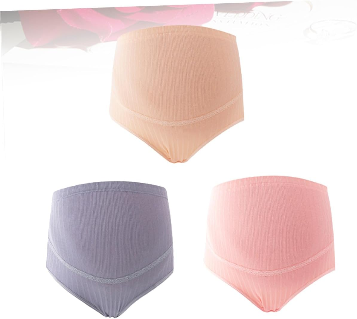 3Pcs Cotton High Waist Maternity Panties Adjustable Stomach Support Nursing Underwear for Pregnant Women Comfortable Breathable Stretchable Random Color Random Color image number 3