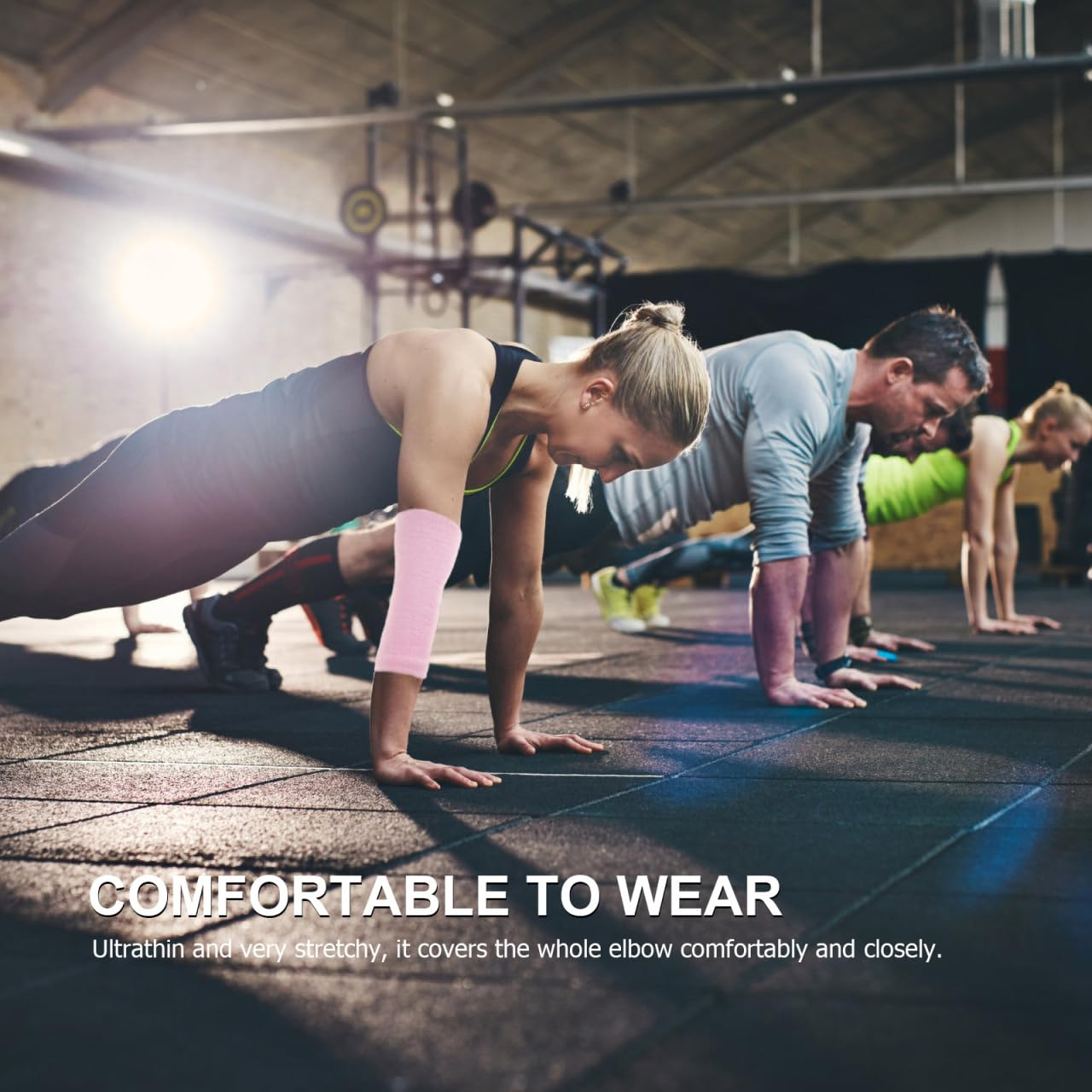 Baluue Moisturizing Elbow Sleeve Gel Brace Breathable Non-Slip Support for Joint Protection and Dry Skin Relief Pink Pair 6.7X3 Inches image number 1