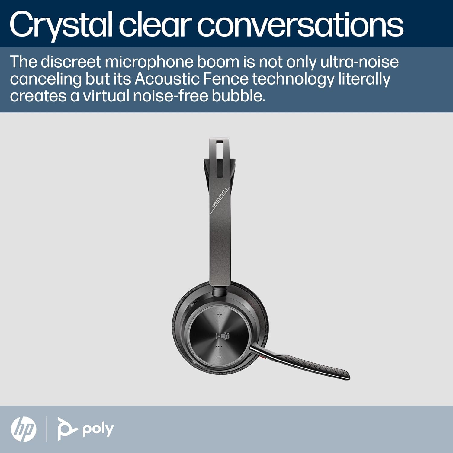 POLY Voyager Focus 2 USB-C Headset with Charging Station and USB-C/A Adapter - Bluetooth, ANC, Acoustic Fence Technology, up to 25 Hours Talk Time, Black image number 3