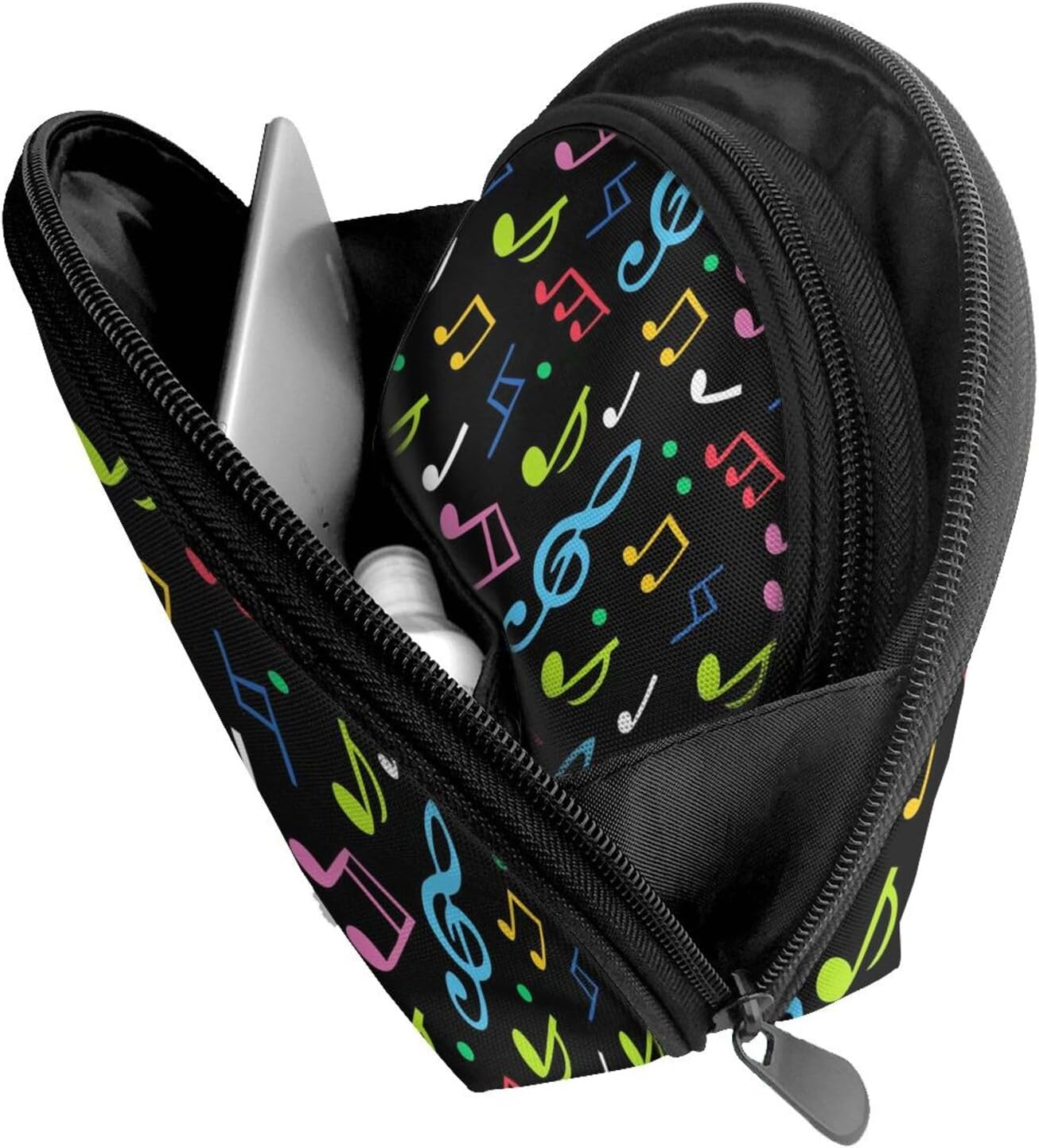 Cozimangoe Coin Pouch Makeup Bags Set, 2 Piece Shell Shape Cosmetic Bag with Pockets for Daily Travel Handbag Lipstick Keys Toiletry, Personalized Music