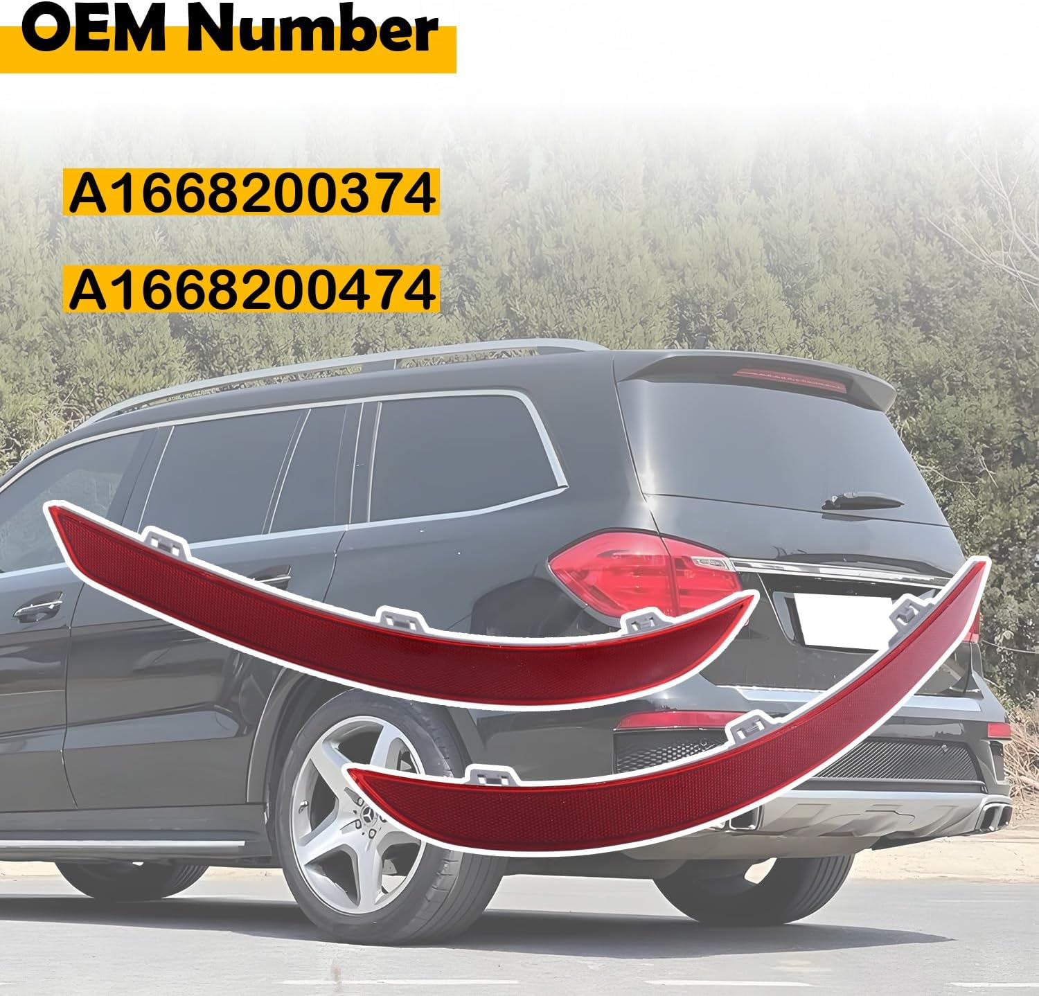 ELSOON A1668200474 A1668200374 2Pcs Rear Bumper Reflector Compatible with Mercedes-Benz GL Class GL350 GL450 GL500 GL550 GL63 AMG 2013-2016 GLS450 2017-2019 image number 3